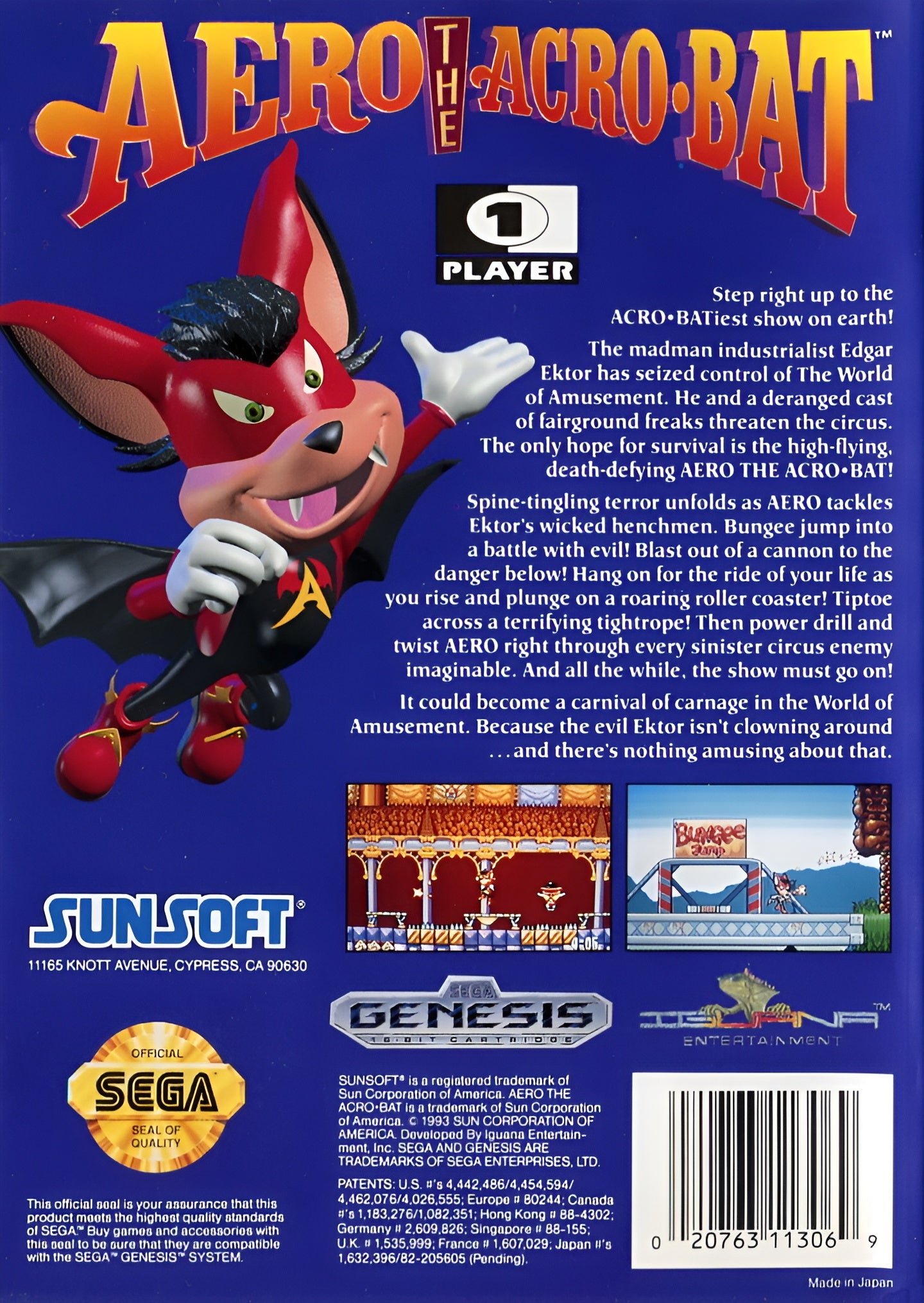 Aero the Acro-Bat Genesis - Video Game - Used - CaveGamers - Image 2