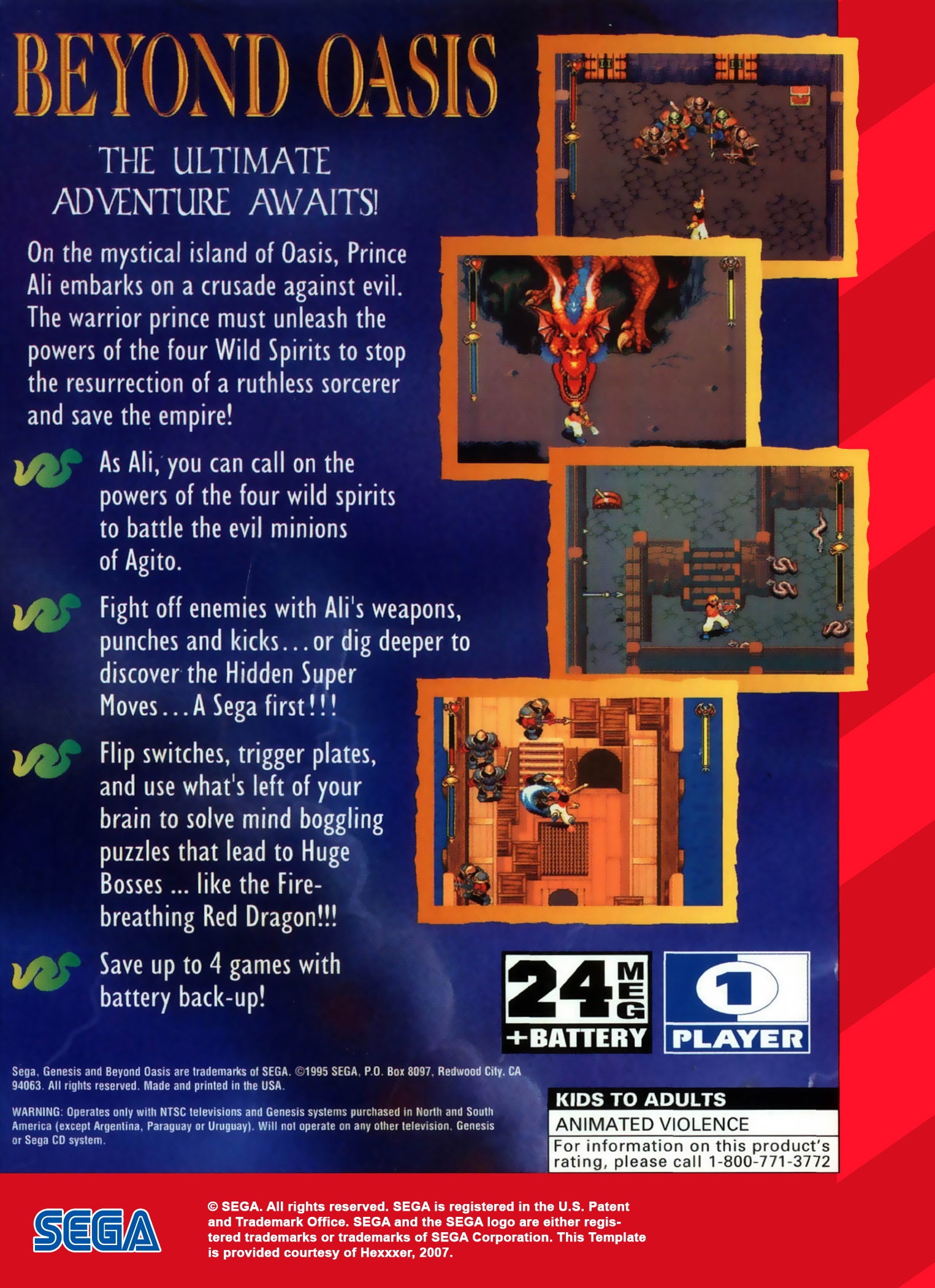 Beyond Oasis Genesis - Video Game - Used - CaveGamers - Image 2