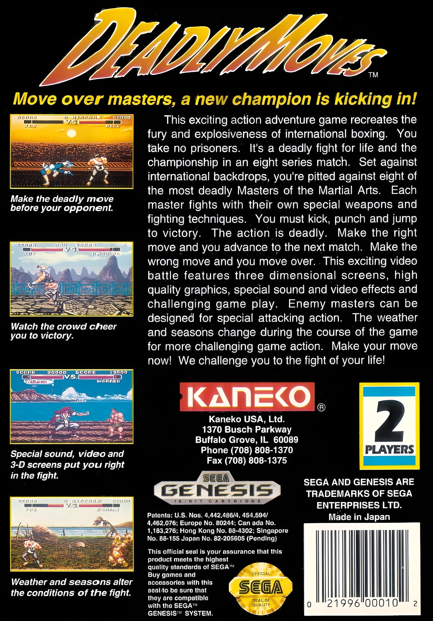 Deadly Moves Genesis - Video Game - Used - CaveGamers - Image 2