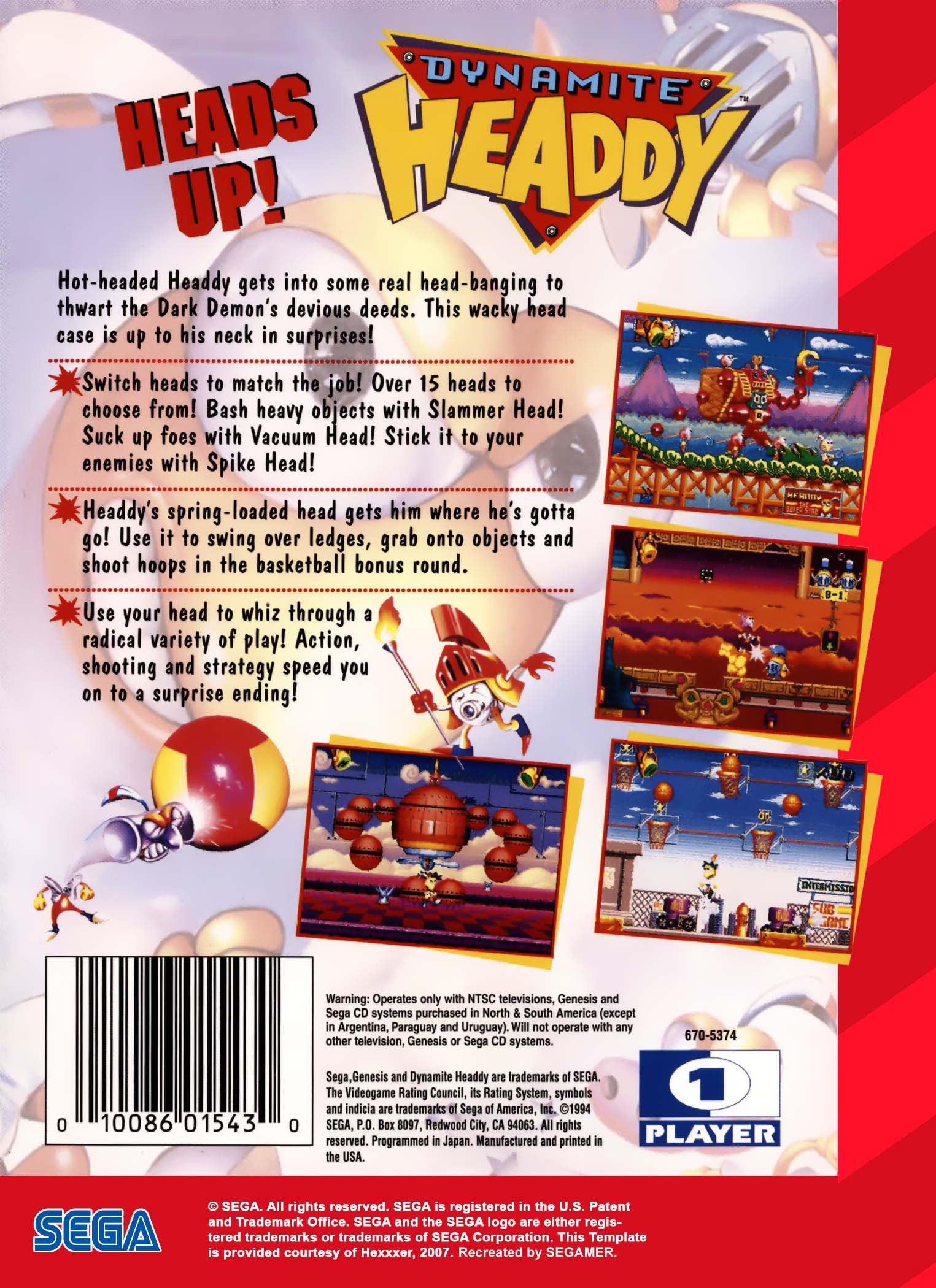 Dynamite Headdy Genesis - Video Game - Used - CaveGamers - Image 2