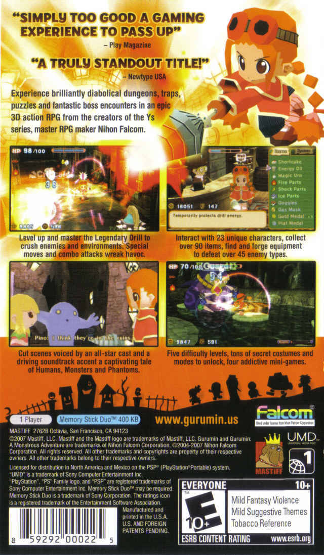 Gurumin A Monstrous Adventure PSP - Video Game - Used - CaveGamers - Image 2