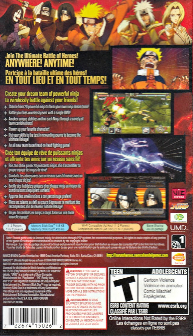 Naruto Ultimate Ninja Heroes PSP - Video Game - Used - CaveGamers - Image 2