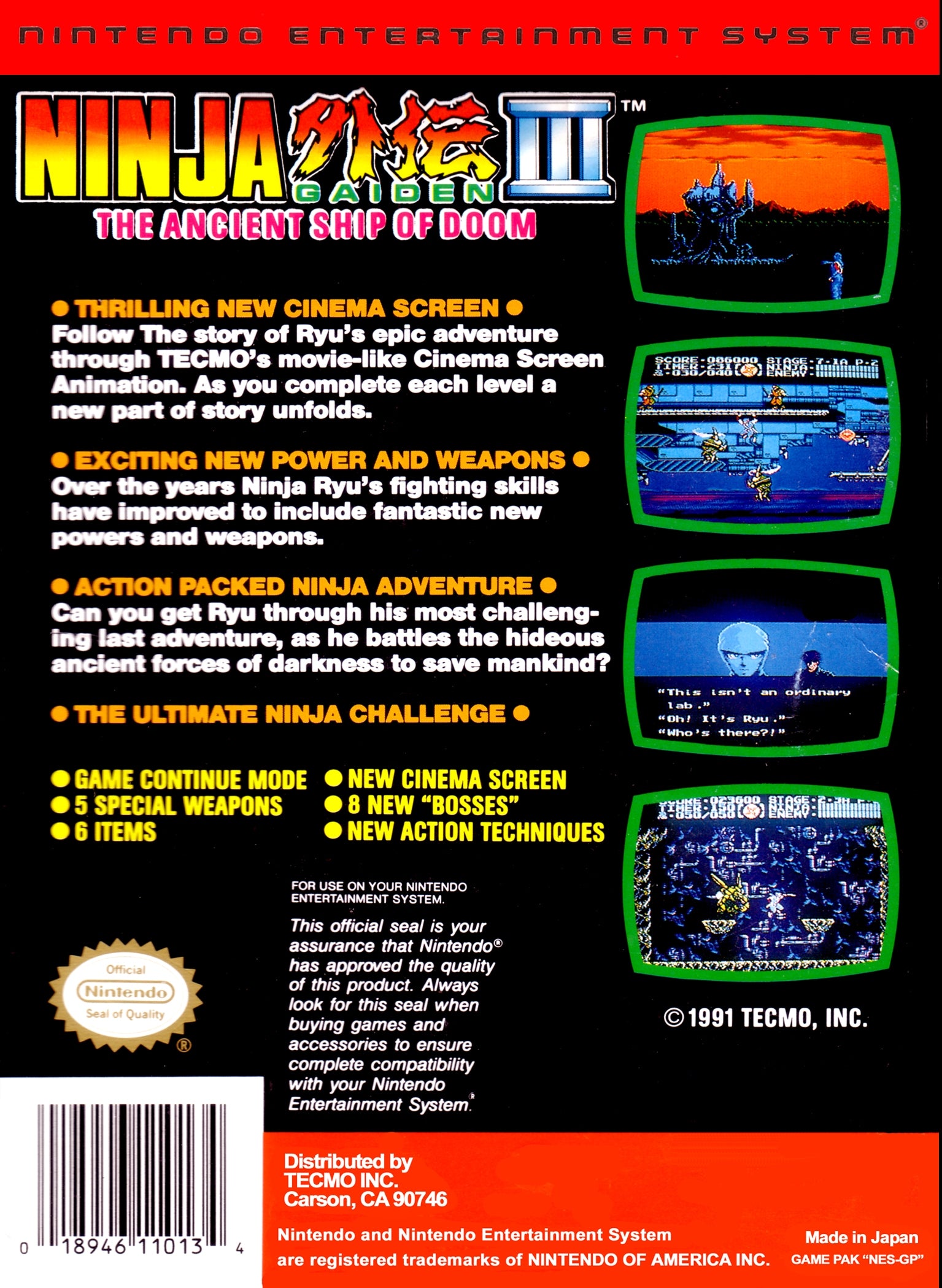 Ninja Gaiden III: The Ancient Ship of Doom NES - Video Game - Used - CaveGamers - Image 2