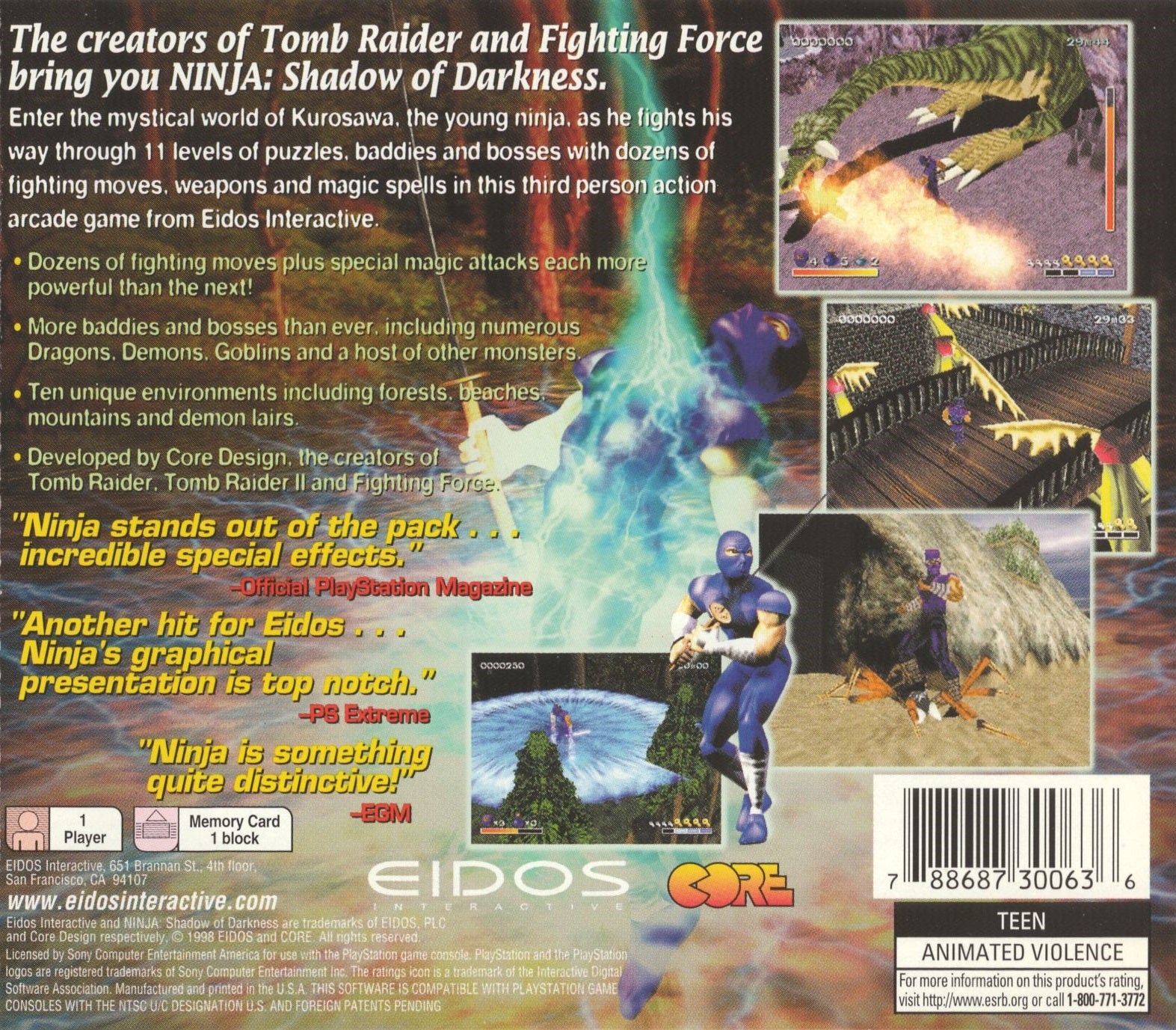Ninja Shadow of Darkness Playstation - Video Game - Used - CaveGamers - Image 2
