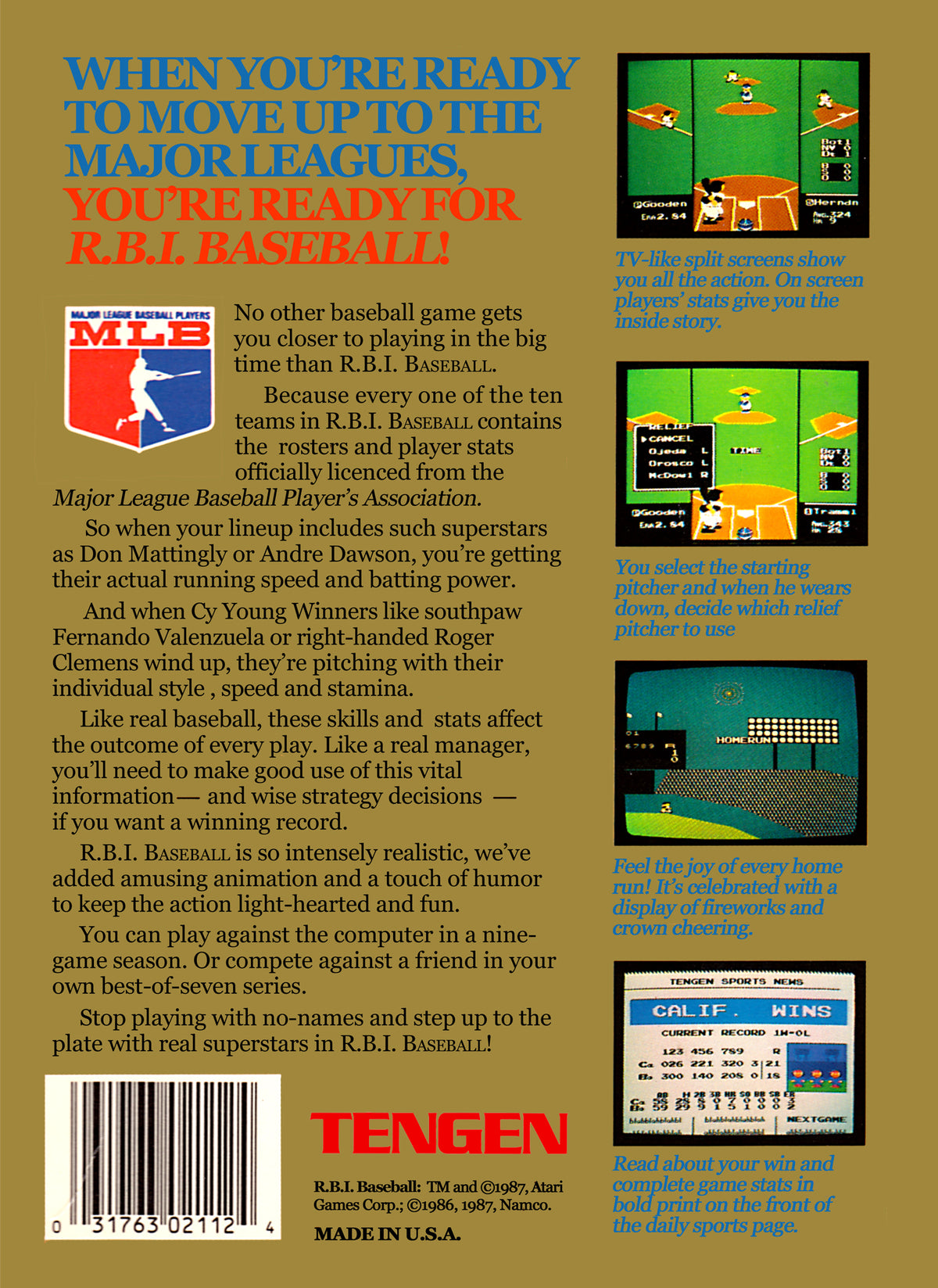 RBI Baseball NES - Video Game - Used - CaveGamers - Image 2