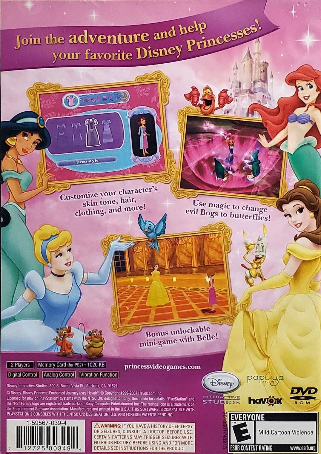 Disney Princess Enchanted Journey PS2 - Video Game - Used - CaveGamers - Image 2