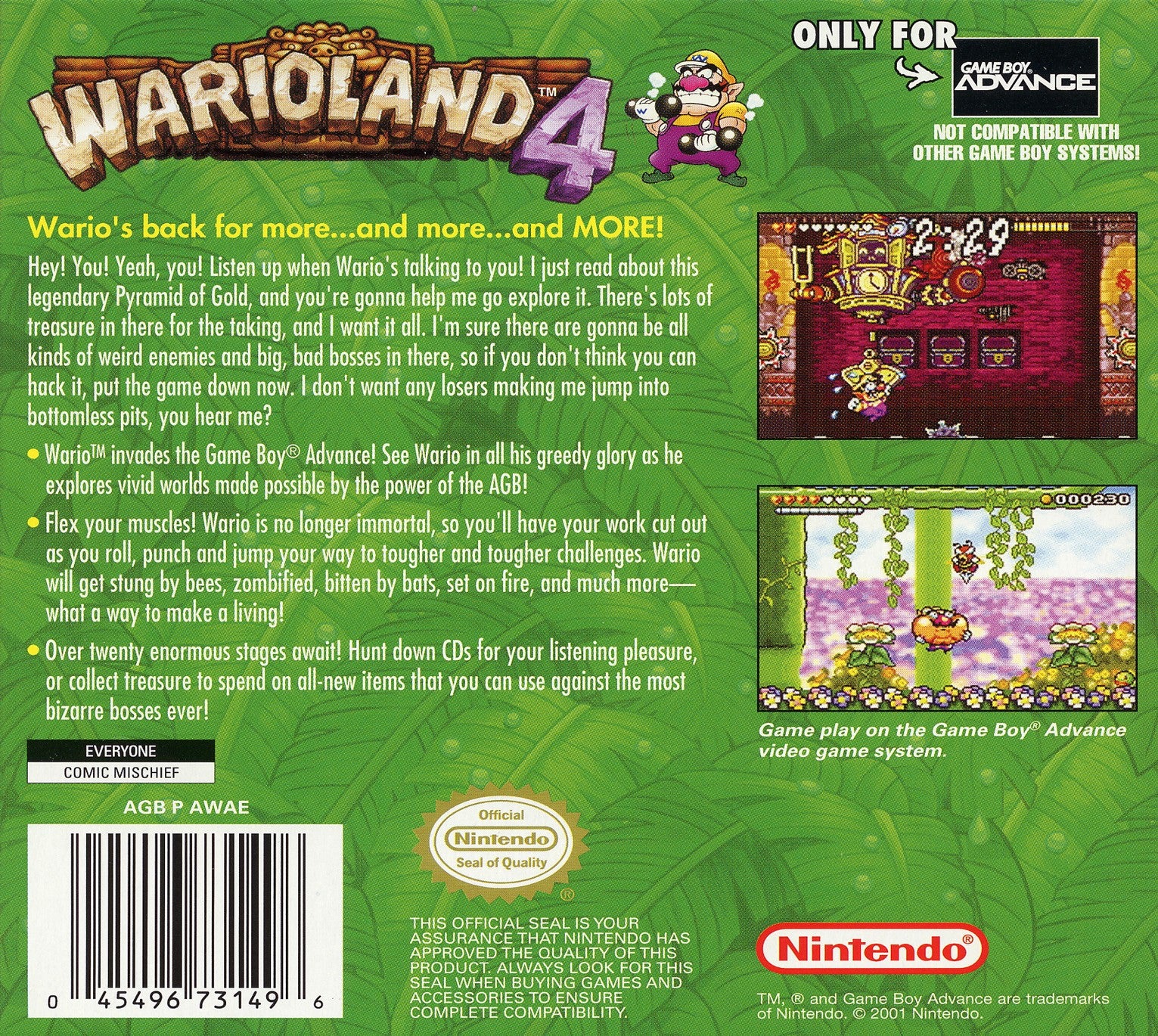Wario Land 4 Game Boy Advance - Video Game - Used - CaveGamers - Image 2