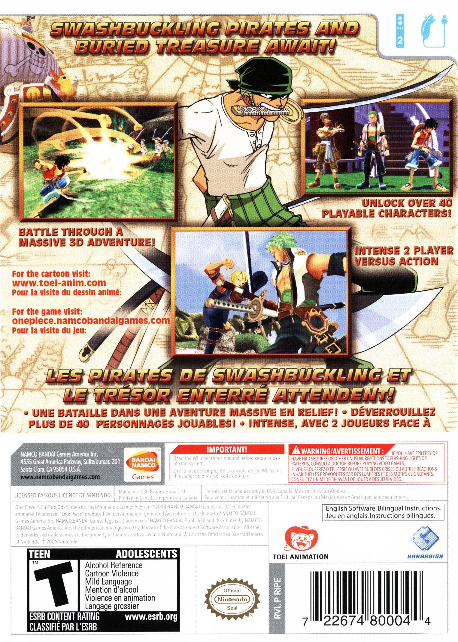 One Piece Unlimited Adventure Wii - Video Game - Used - CaveGamers - Image 2