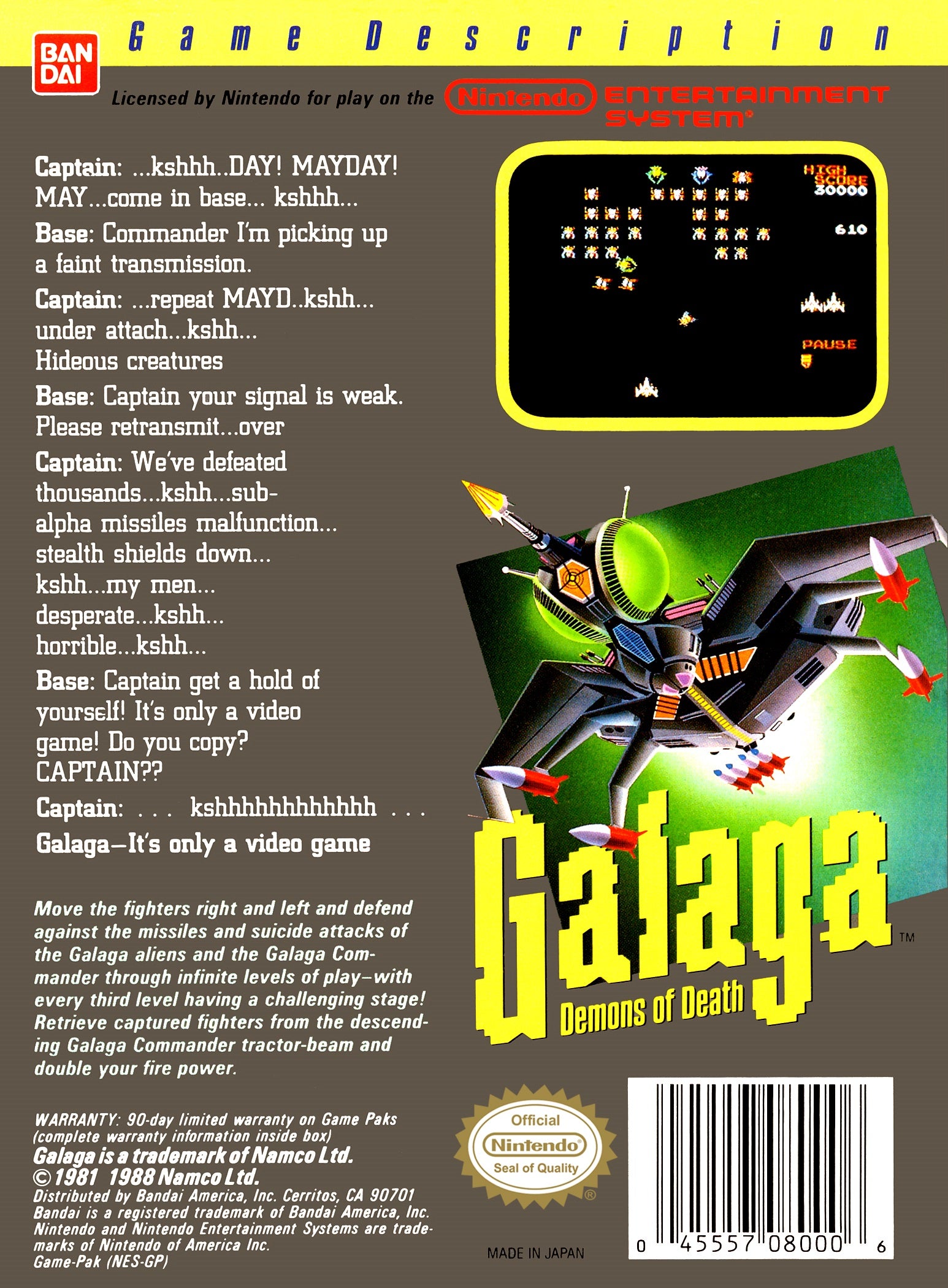 Galaga: Demons of Death NES - Video Game - Used - CaveGamers - Image 2