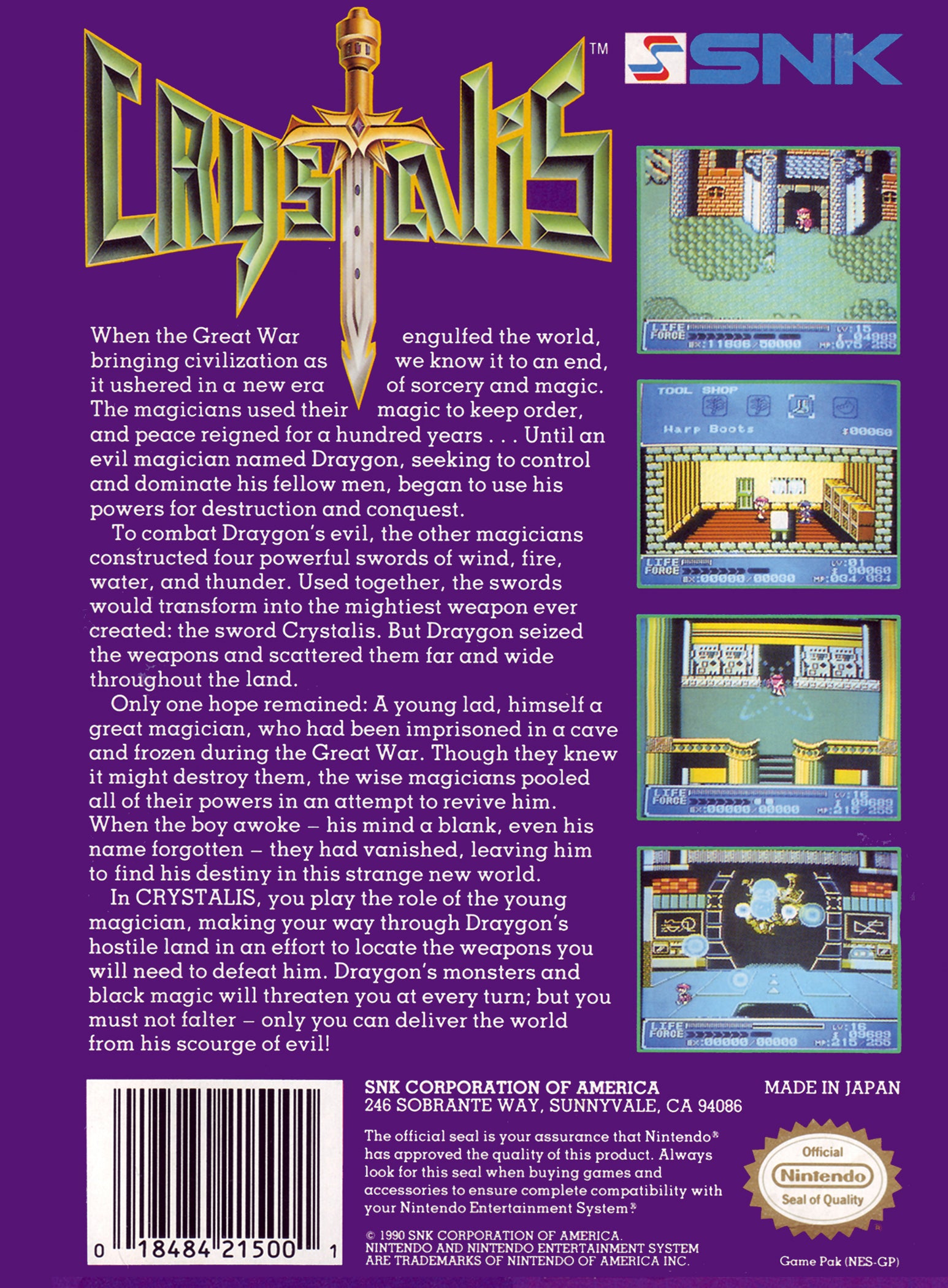 Crystalis NES - Video Game - Used - CaveGamers - Image 2