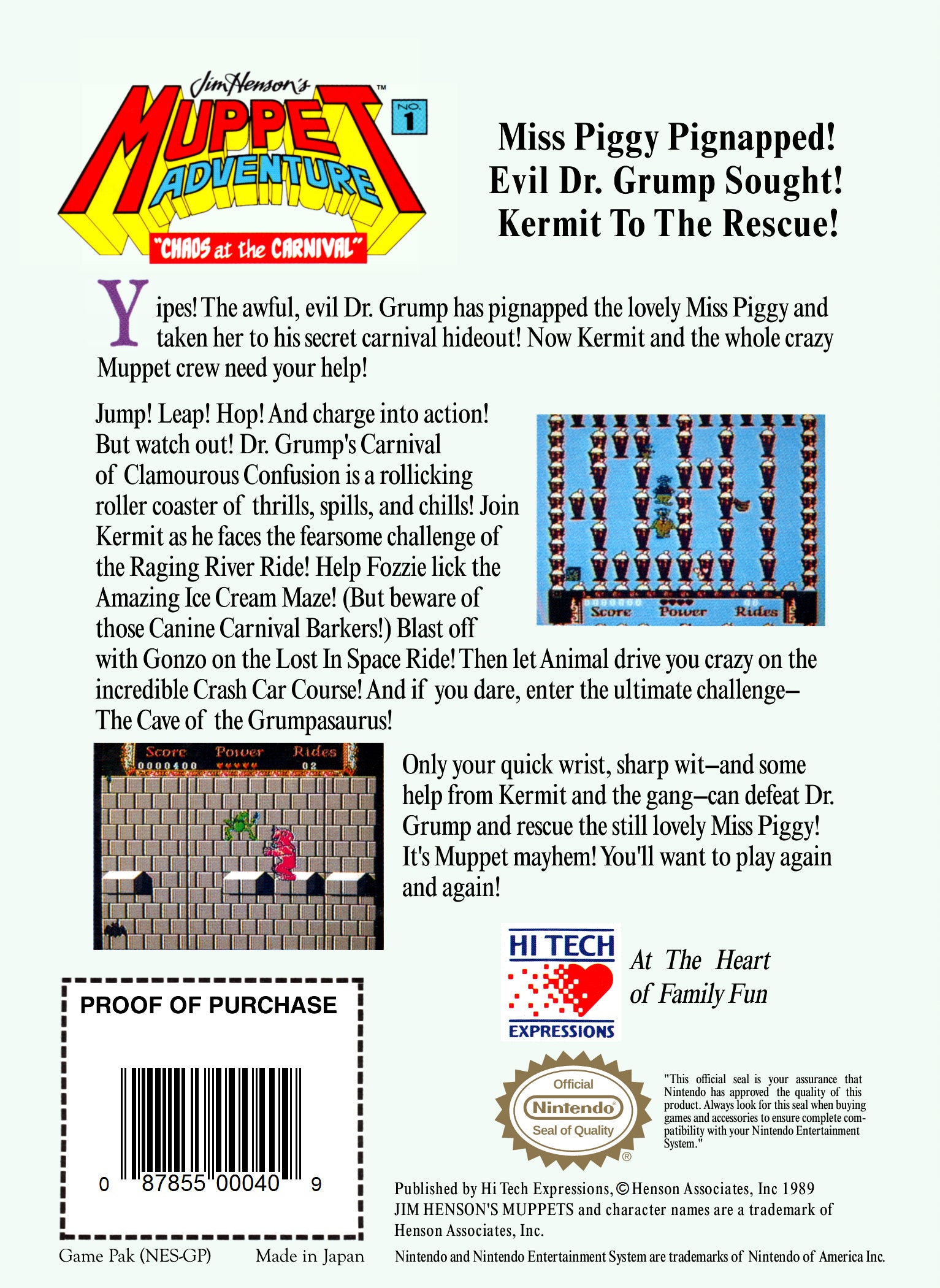Muppet Adventure NES - Video Game - Used - CaveGamers - Image 2