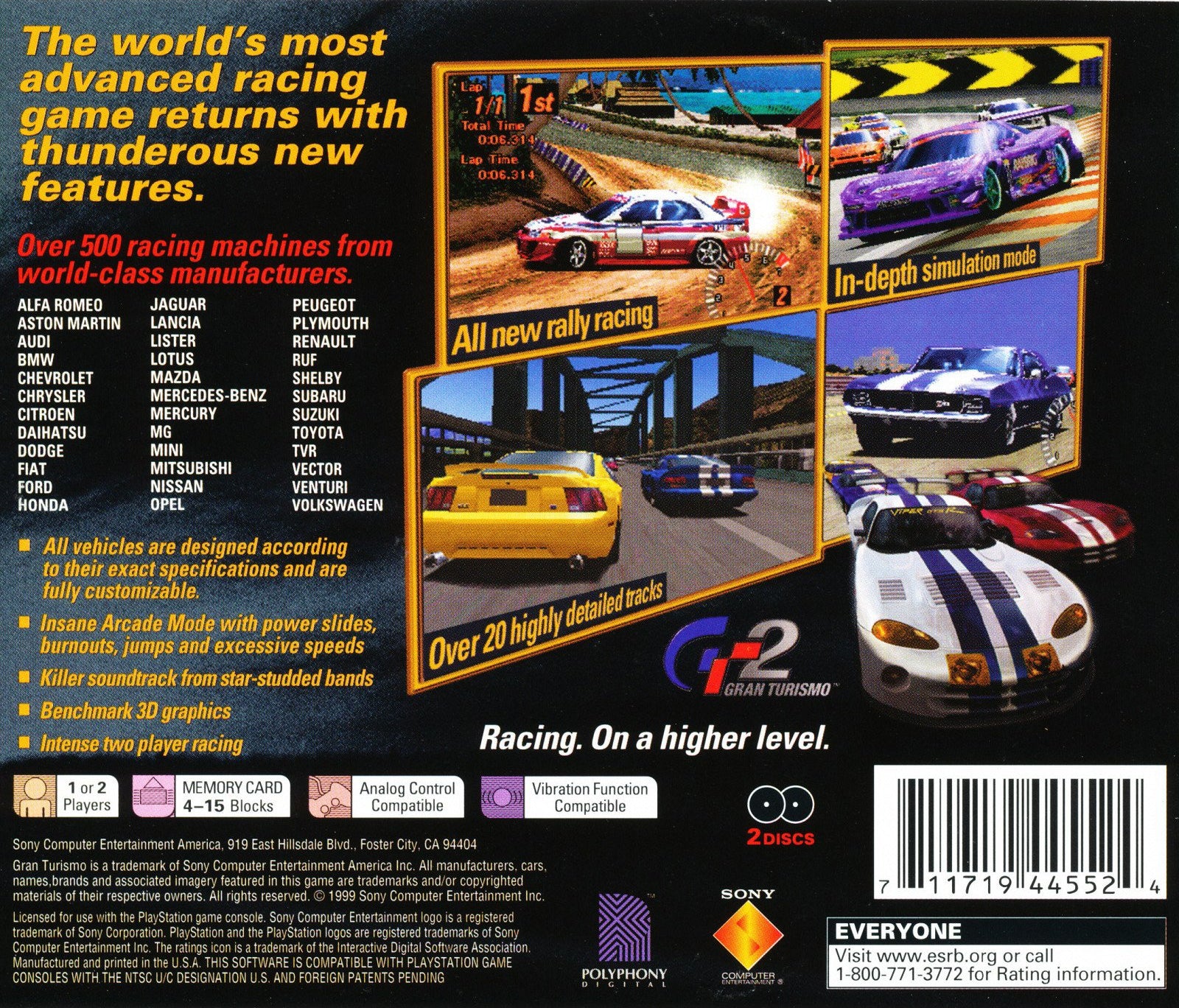 Gran Turismo 2 [2 Discs] Playstation - Video Game - Used - CaveGamers - Image 2