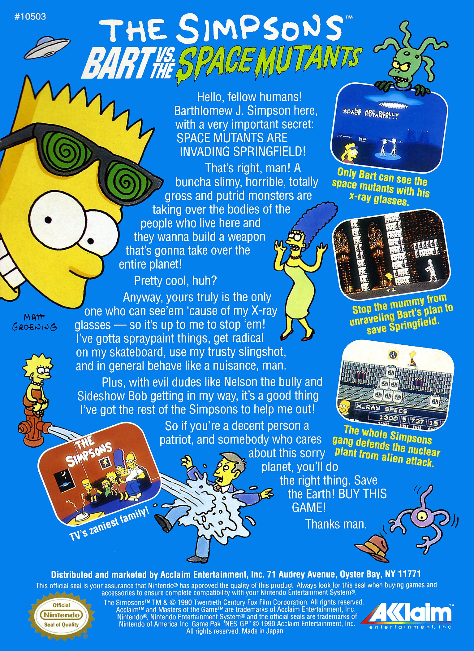 The Simpsons Bart vs the Space Mutants NES - Video Game - Used - CaveGamers - Image 2