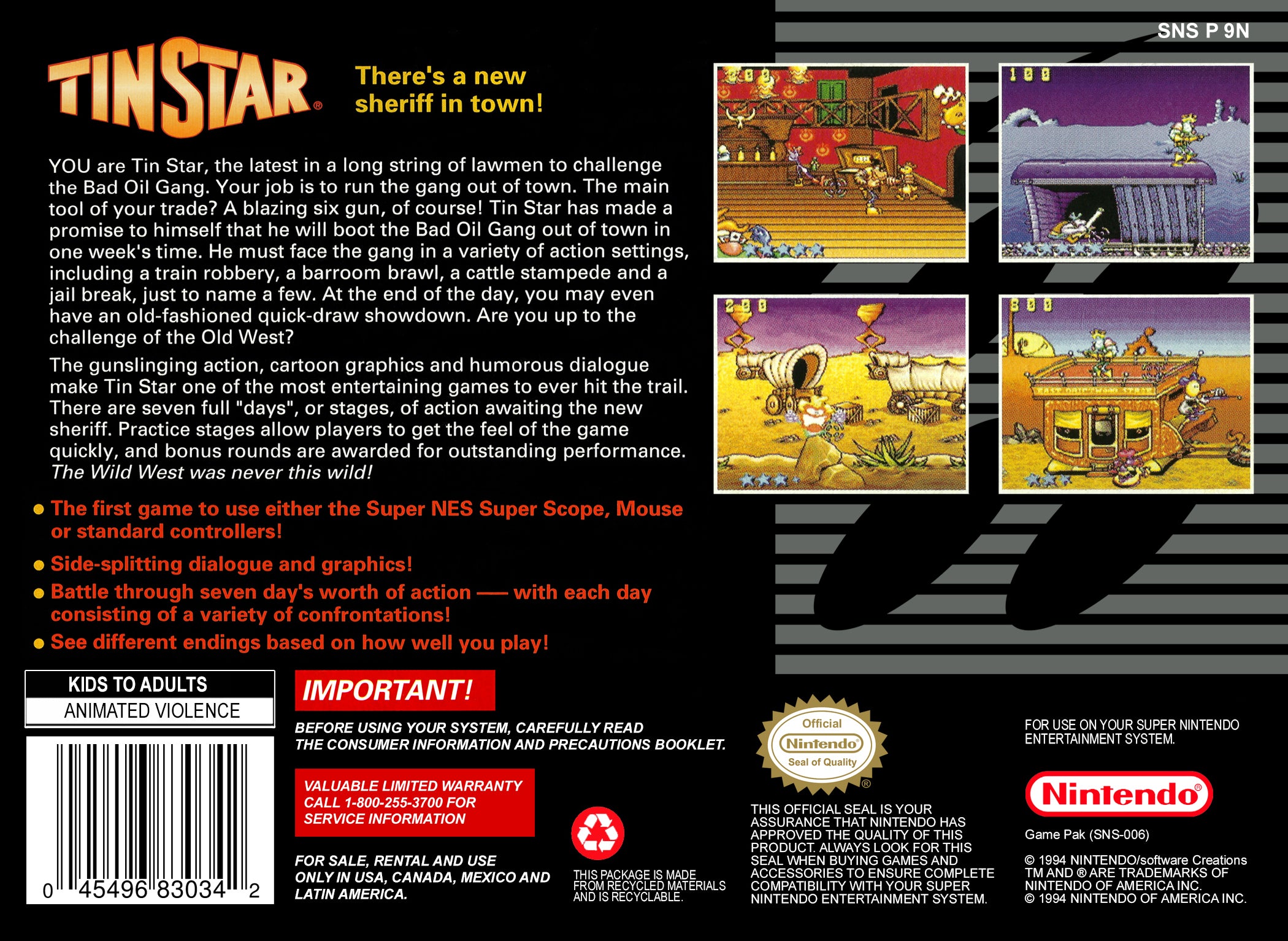 Tinstar SNES - Video Game - Used - CaveGamers - Image 2