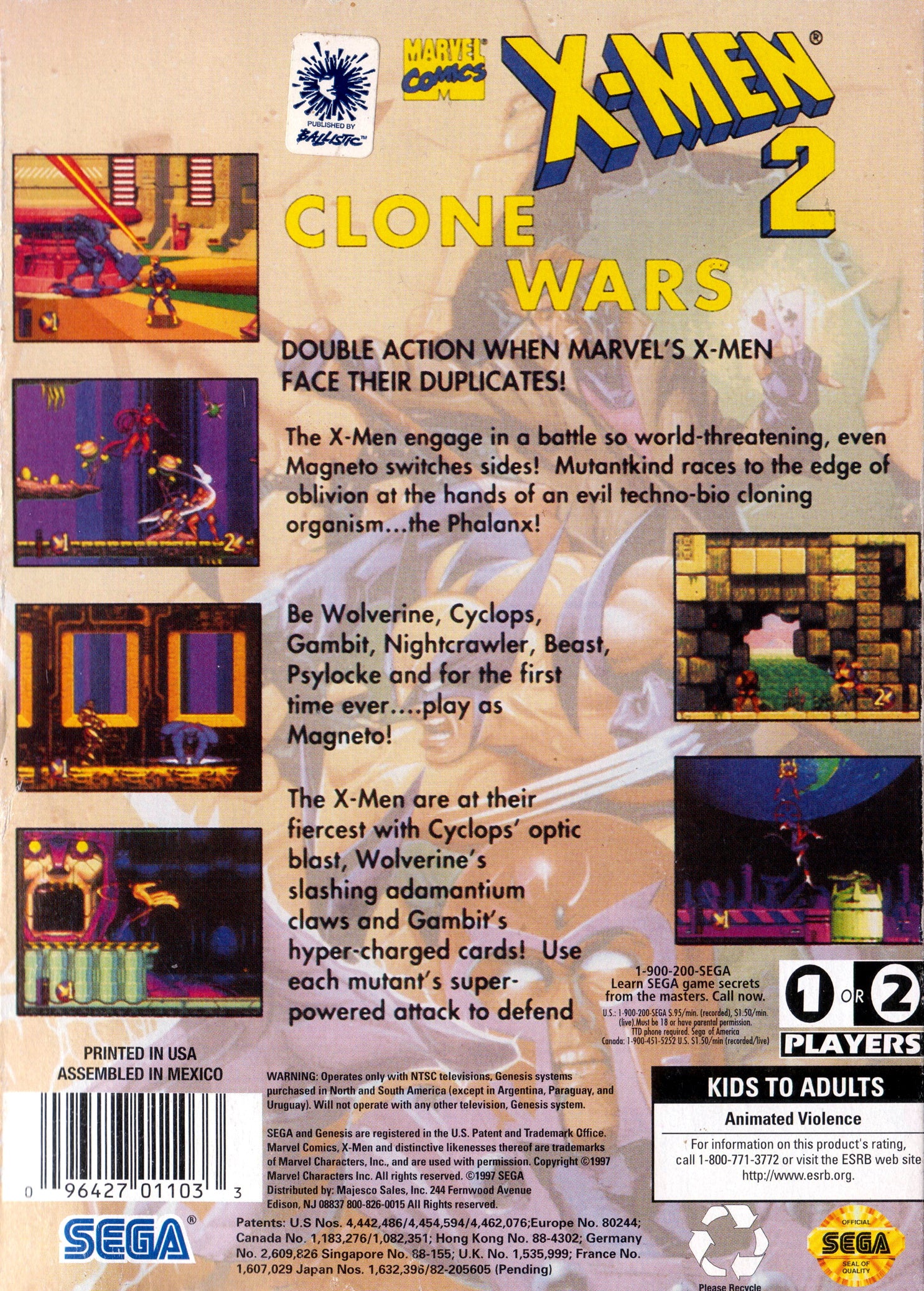 X-Men 2: Clone Wars Genesis - Video Game - Used - CaveGamers - Image 2