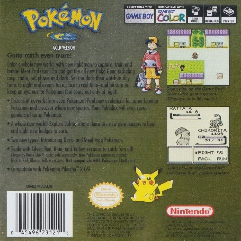 Pokemon Gold Version Game Boy Color - Video Game - Used - CaveGamers - Image 2