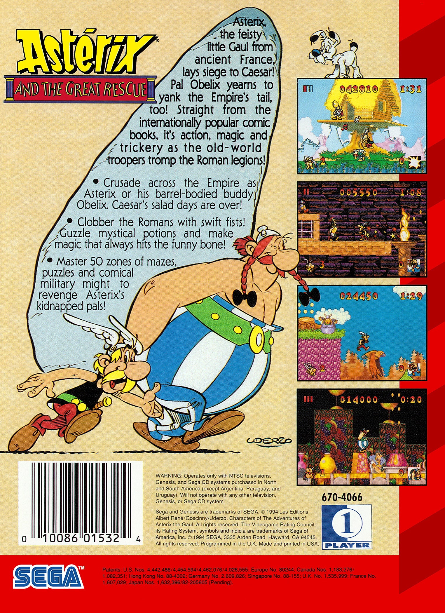 Asterix and the Great Rescue Genesis - Video Game - Used - CaveGamers - Image 2