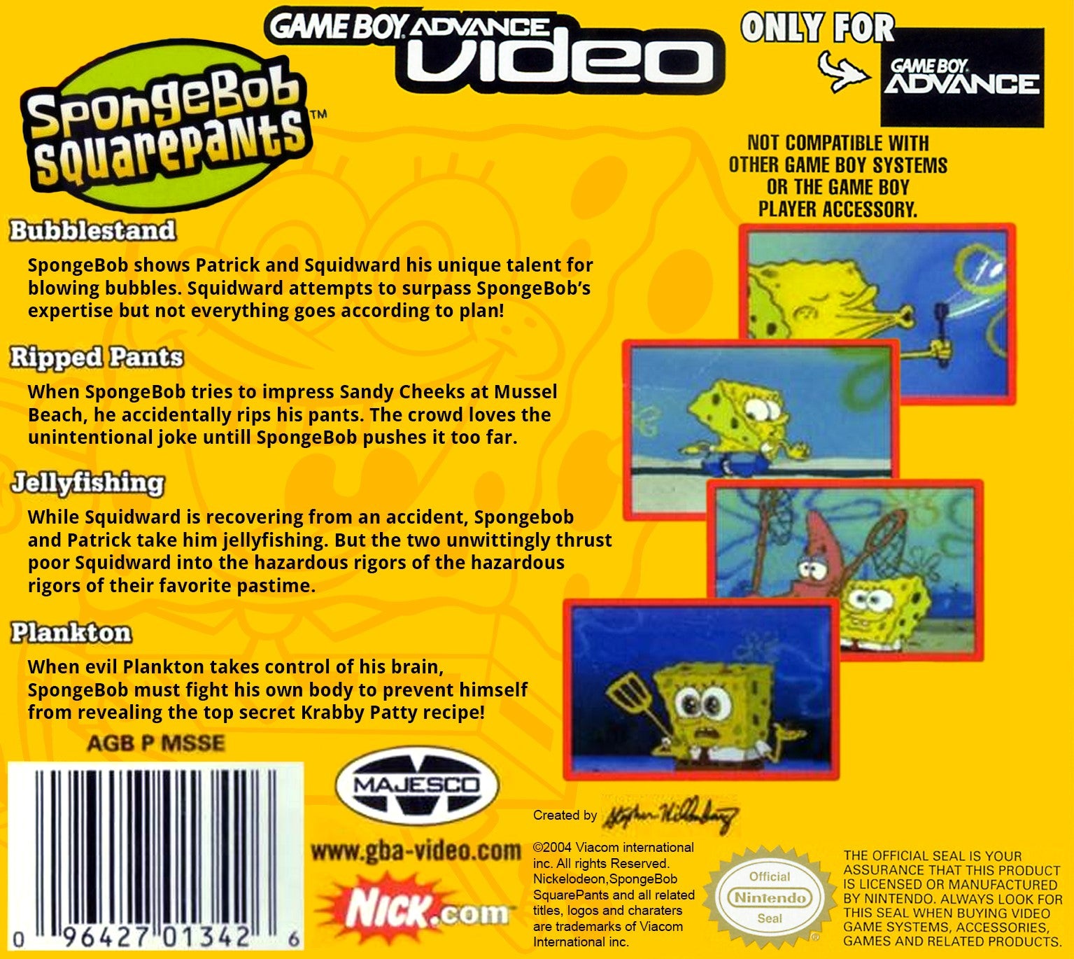 Video Volume 1 Spongebob Squarepants Game Boy Advance - Video Game - Used - CaveGamers - Image 2