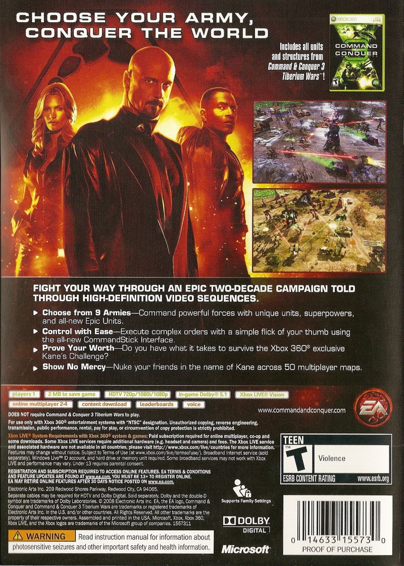 Command & Conquer 3 Kane's Wrath Xbox 360 - Video Game - Used - CaveGamers - Image 2