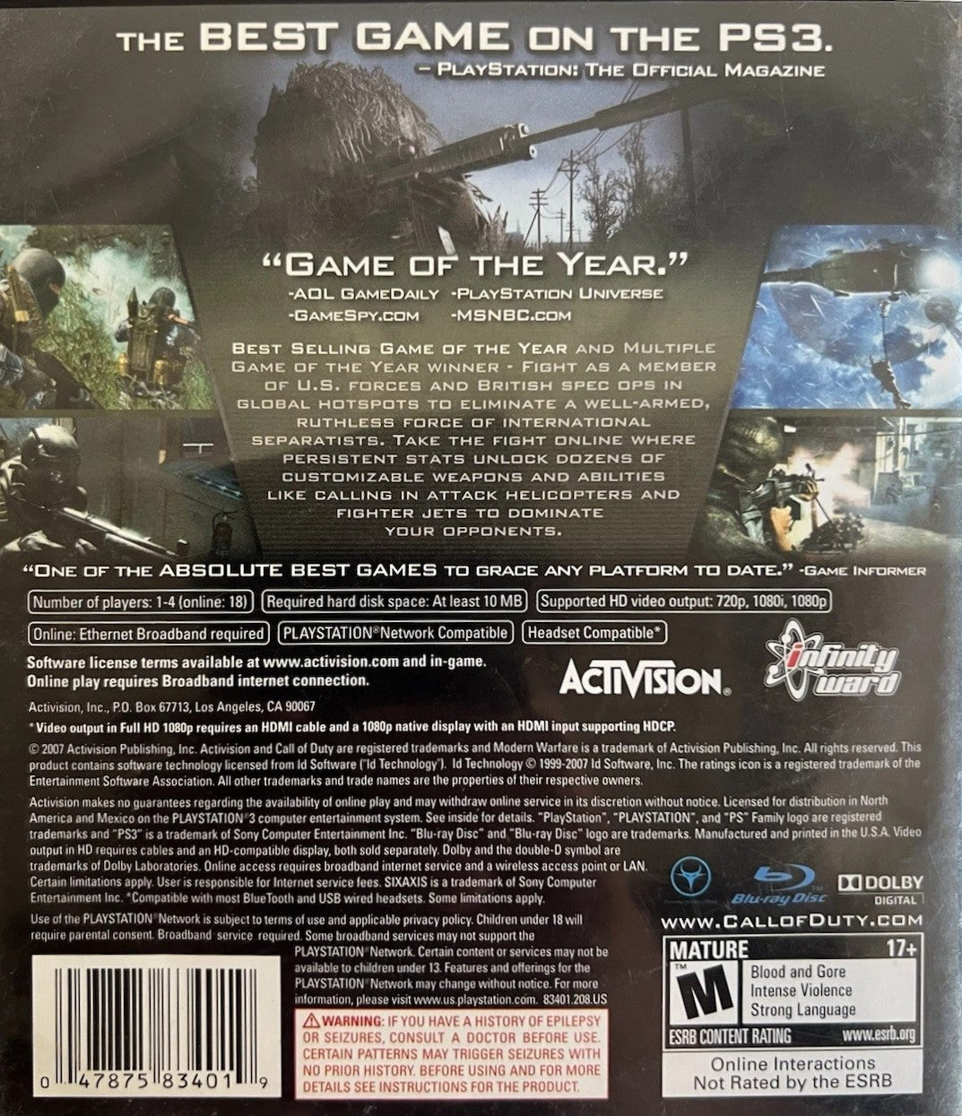 Call of Duty 4 Modern Warfare [Game of the Year] PS3 - Video Game - Used - CaveGamers - Image 2