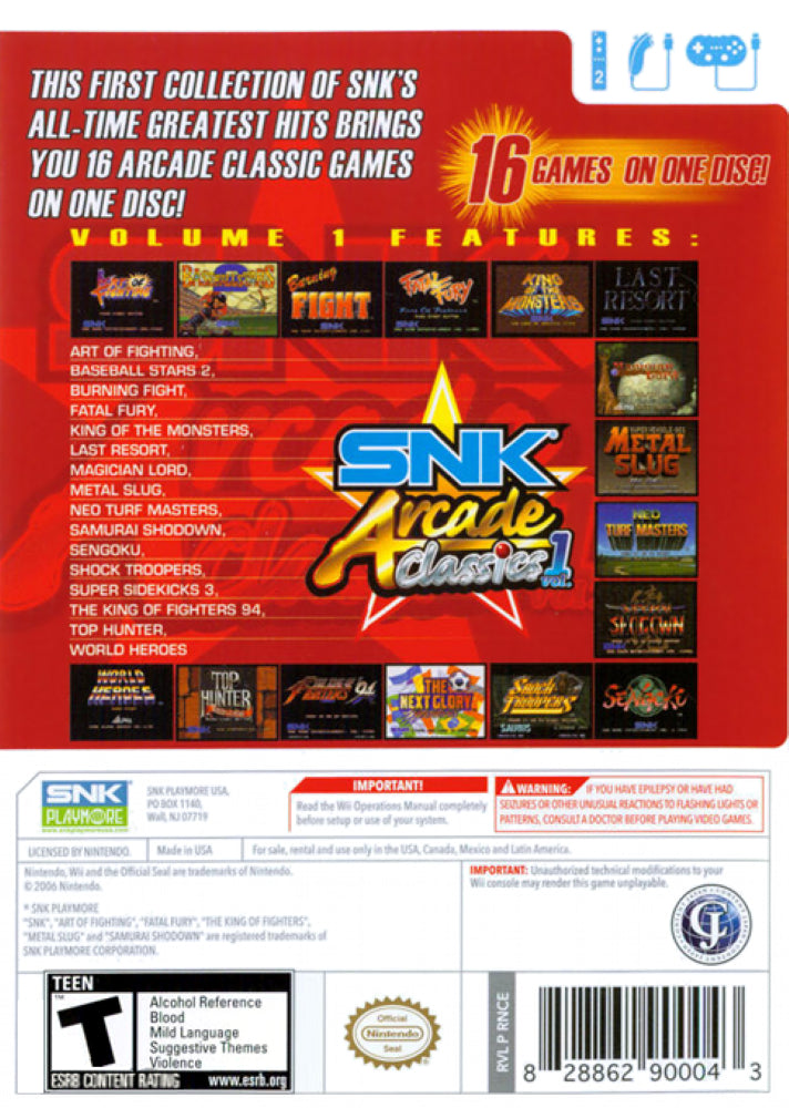 SNK Arcade Classics Volume 1 Wii - Video Game - Used - CaveGamers - Image 2
