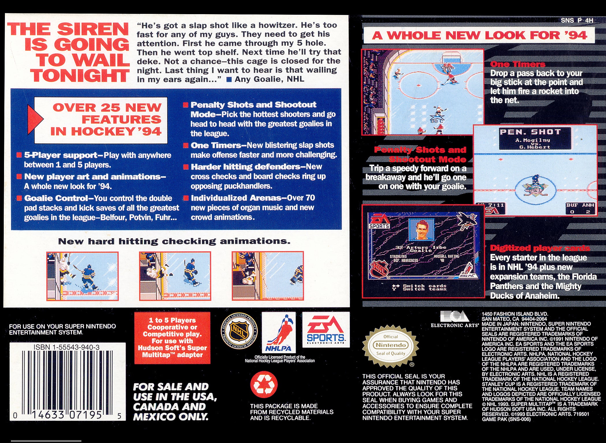 NHL 94 SNES - Video Game - Used - CaveGamers - Image 2