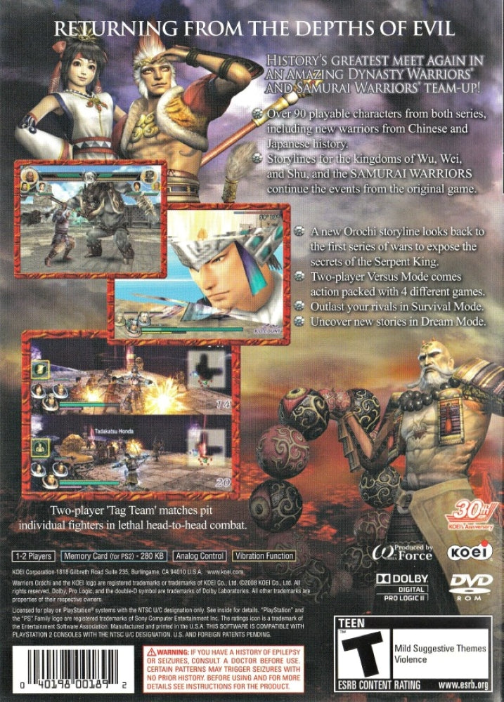 Warriors Orochi 2 PS2 - Video Game - Used - CaveGamers - Image 2