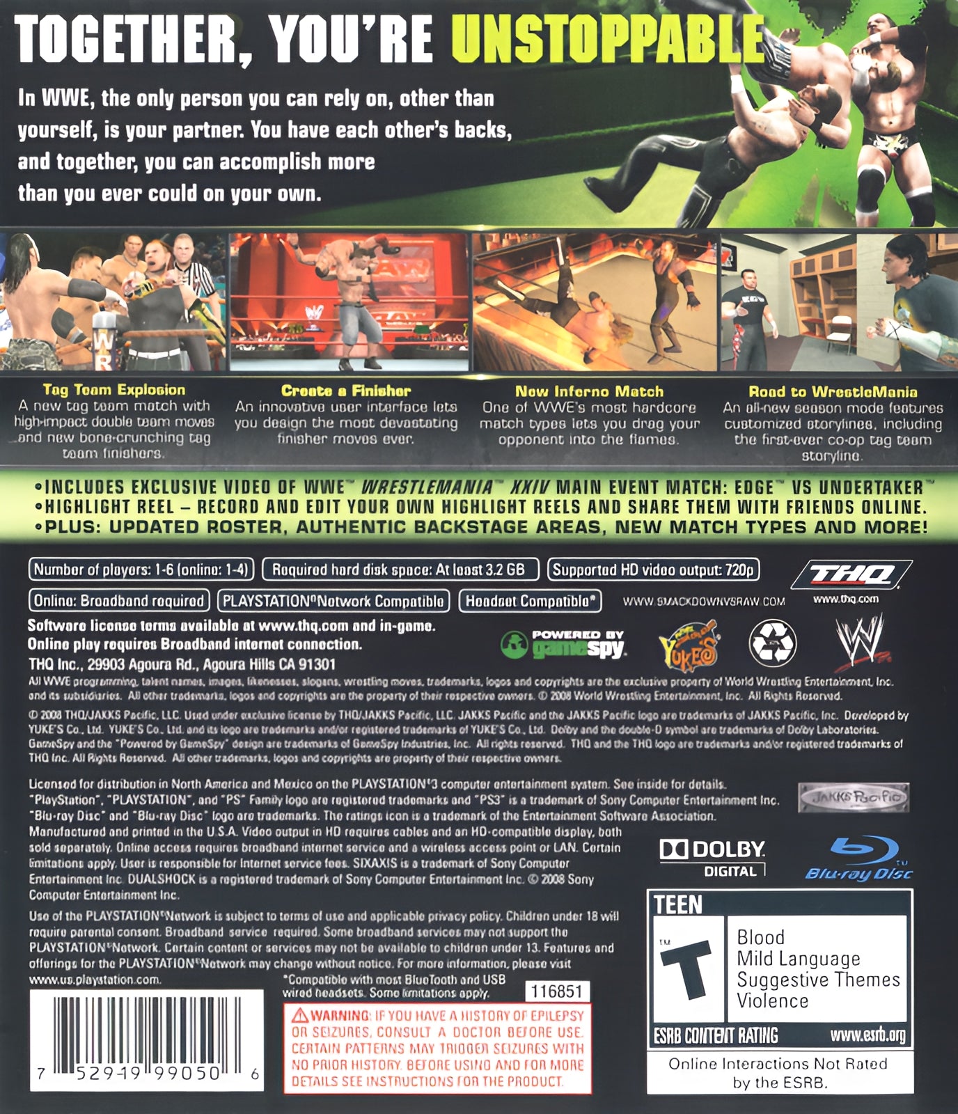 WWE Smackdown vs. Raw 2009 PS3 - Video Game - Used - CaveGamers - Image 2
