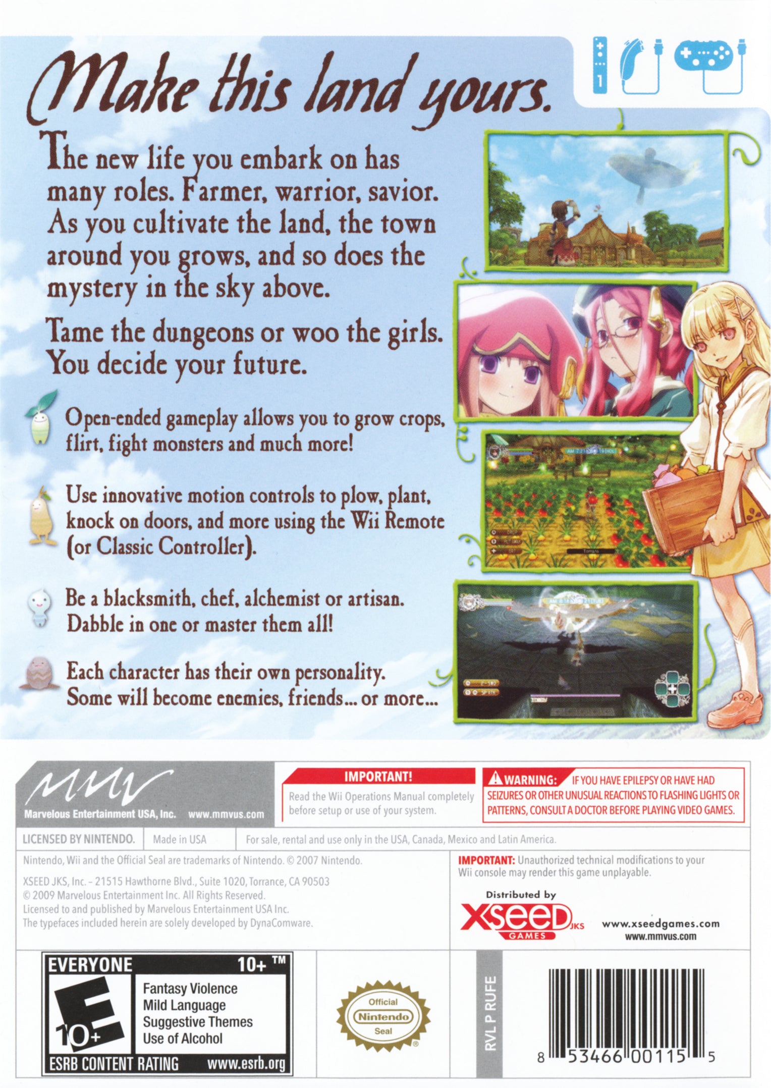 Rune Factory: Frontier Wii - Video Game - Used - CaveGamers - Image 2