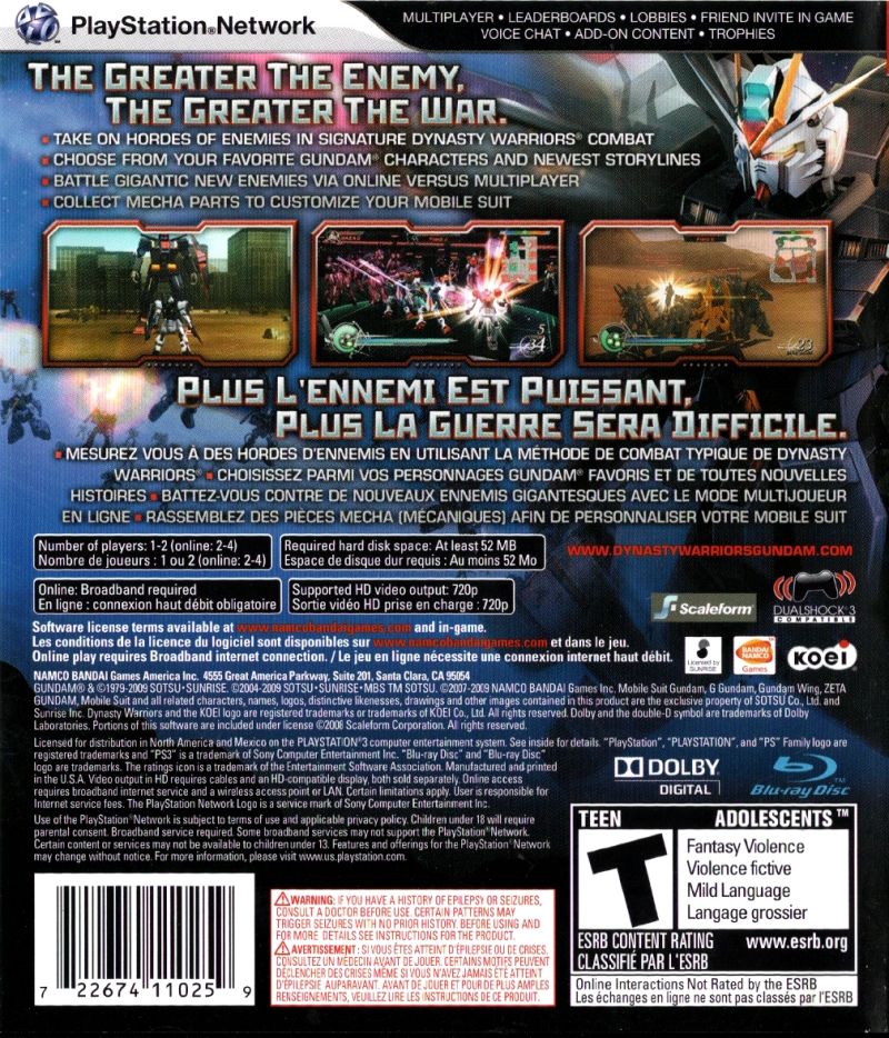 Dynasty Warriors: Gundam 2 PS3 - Video Game - Used - CaveGamers - Image 2