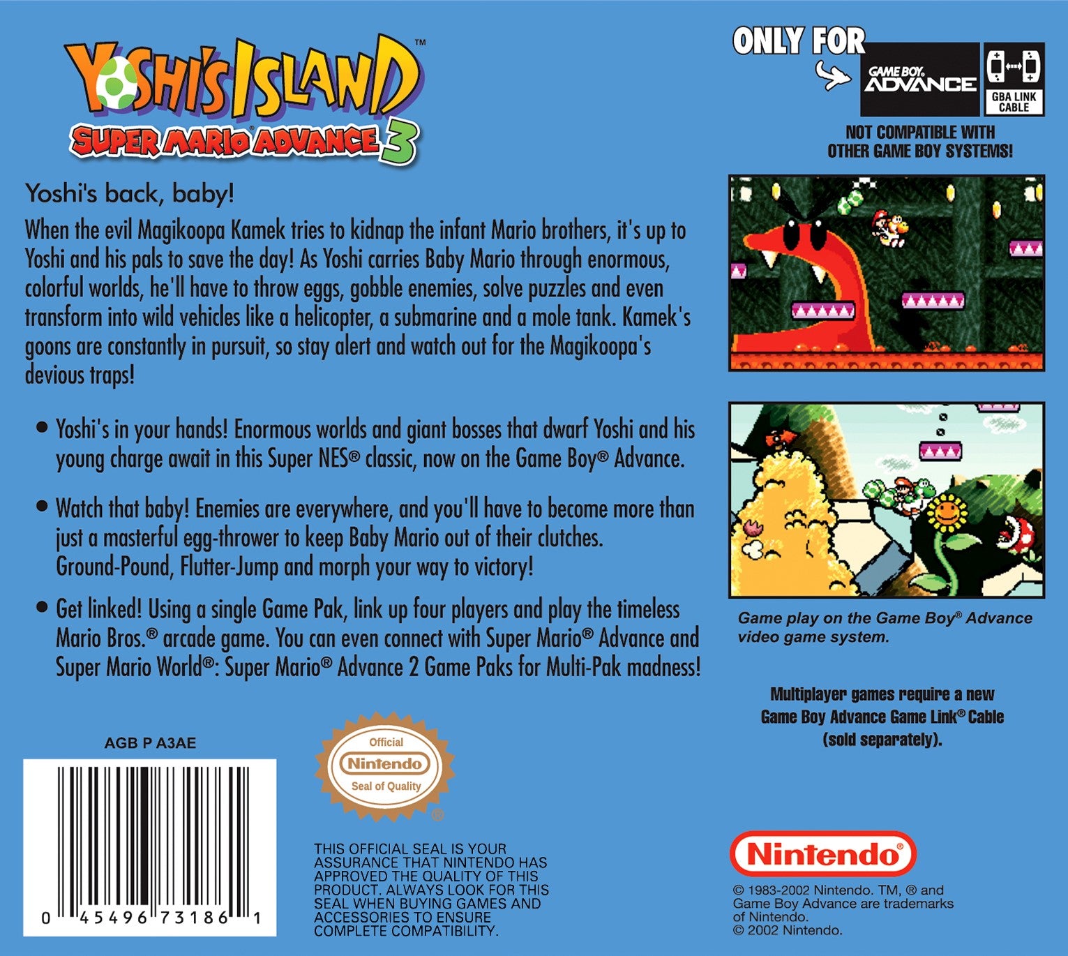 Yoshi's Island: Super Mario Advance 3 Game Boy Advance - Video Game - Used - CaveGamers - Image 2