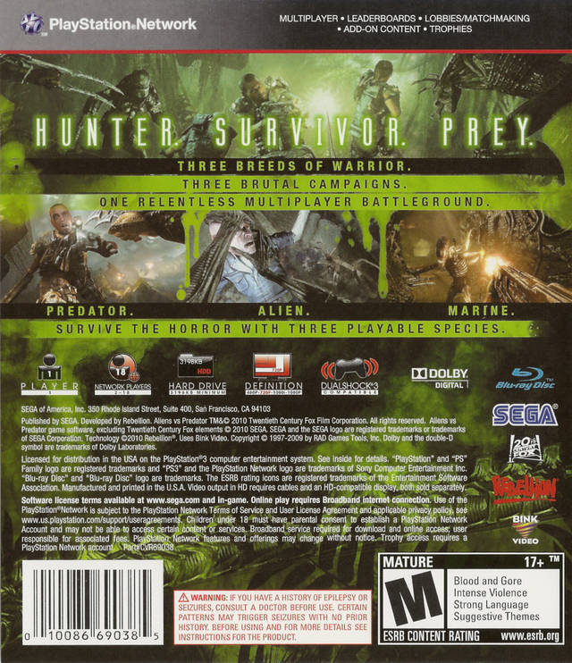 Aliens vs. Predator PS3 - Video Game - Used - CaveGamers - Image 2