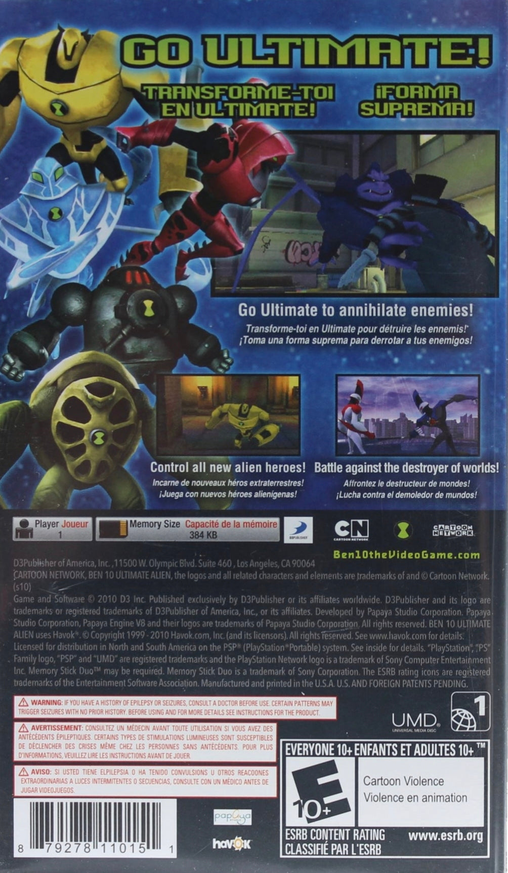Ben 10: Ultimate Alien Cosmic Destruction PSP - Video Game - Used - CaveGamers - Image 2