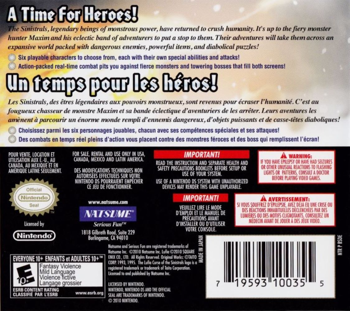 Lufia: Curse of the Sinistrals DS - Video Game - Used - CaveGamers - Image 2