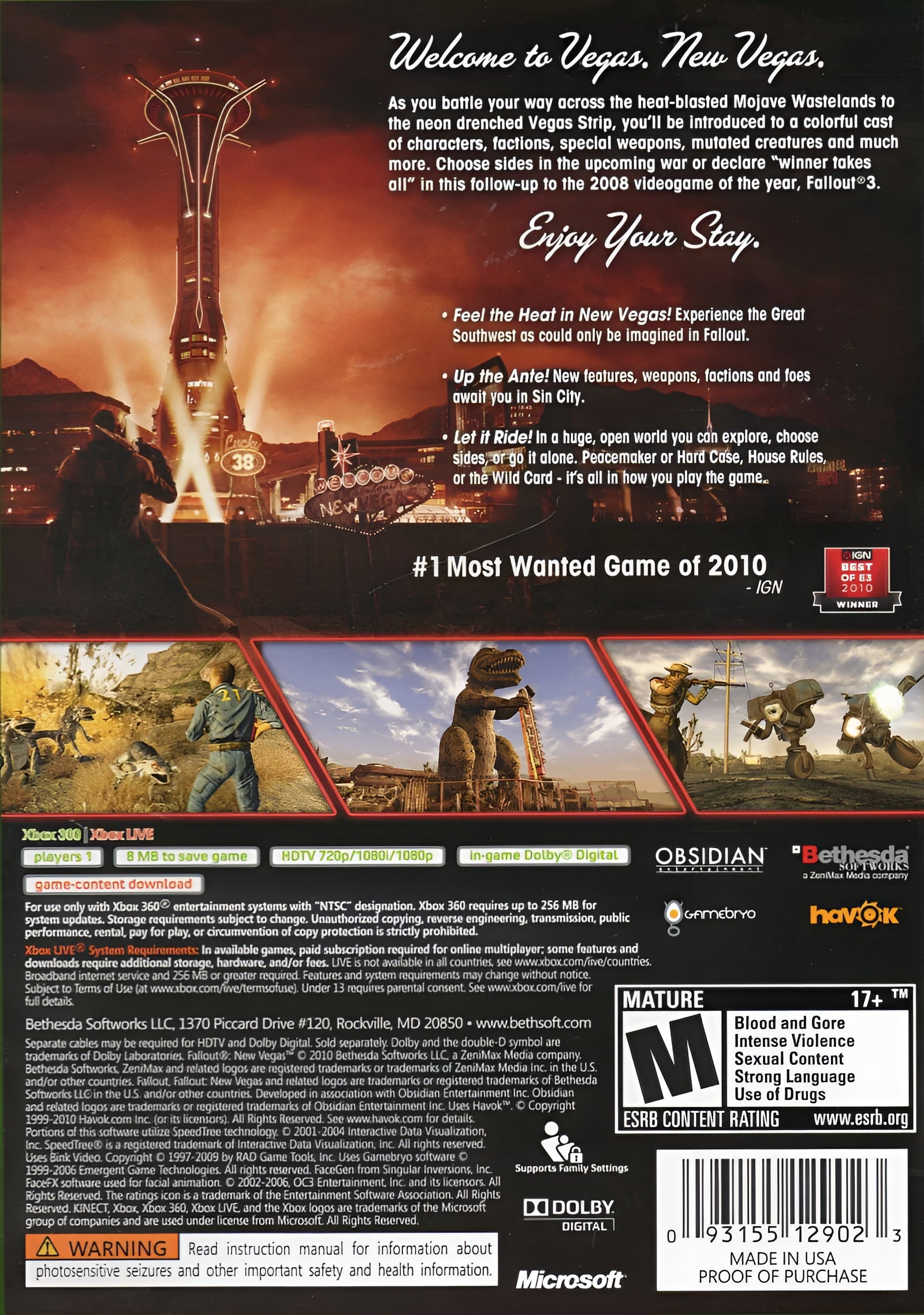 Fallout: New Vegas Xbox 360 - Video Game - Used - CaveGamers - Image 2