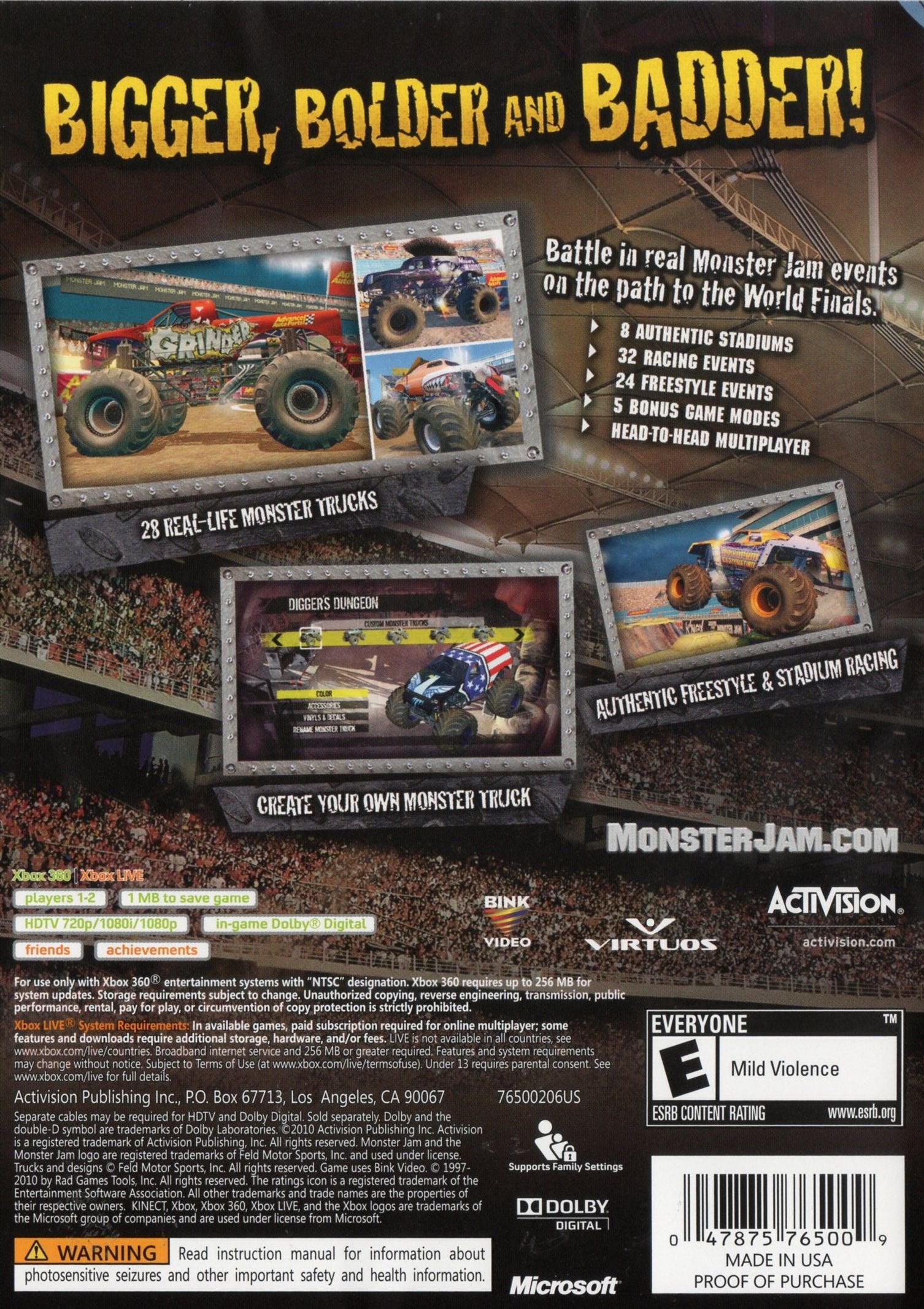 Monster Jam: Path of Destruction Xbox 360 - Video Game - Used - CaveGamers - Image 2
