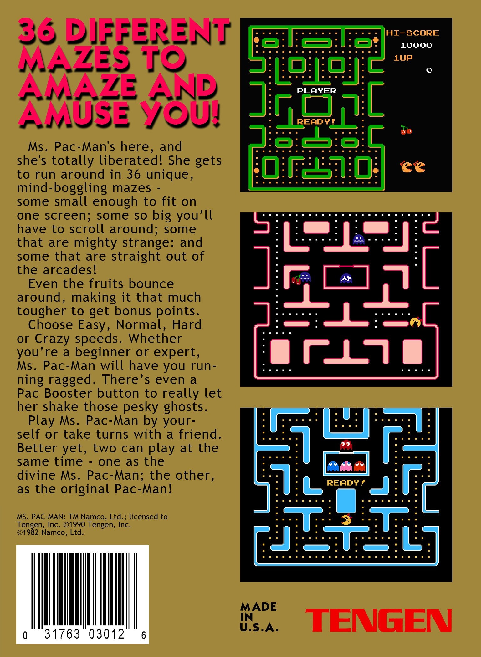 Ms. Pac-Man [Tengen] NES - Video Game - Used - CaveGamers - Image 2