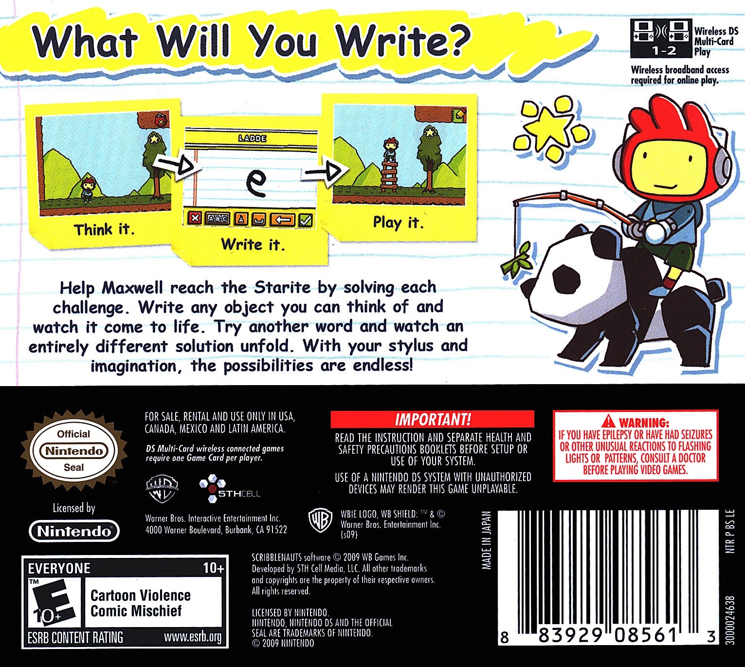 Scribblenauts DS - Video Game - Used - CaveGamers - Image 2