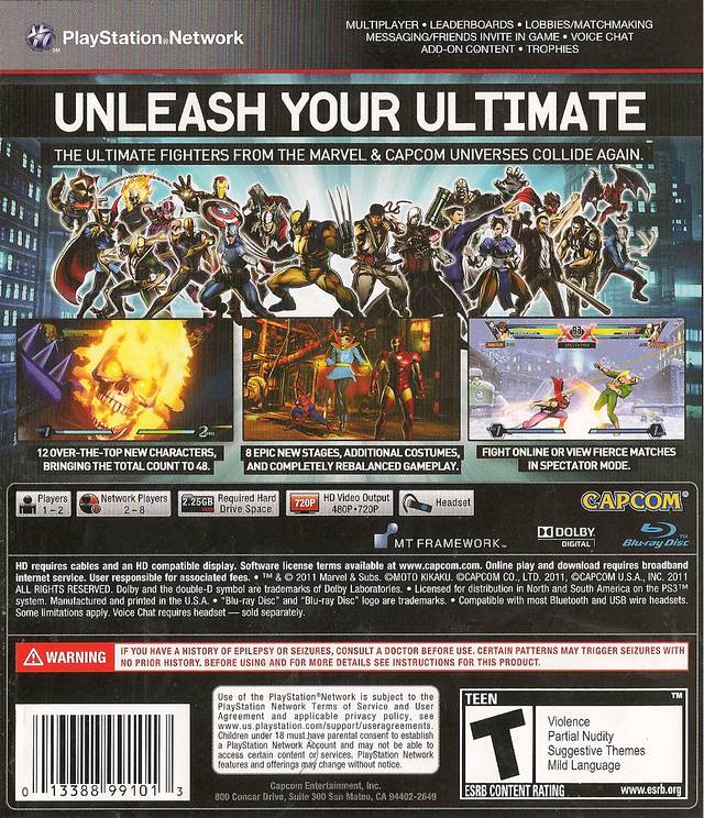 Ultimate Marvel vs Capcom 3 PS3 - Video Game - Used - CaveGamers - Image 2