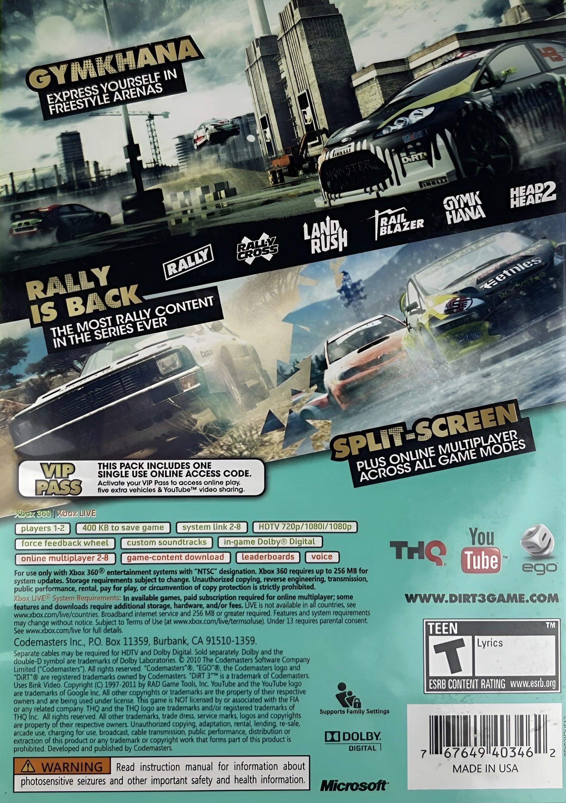 Dirt 3 Xbox 360 - Video Game - Used - CaveGamers - Image 2