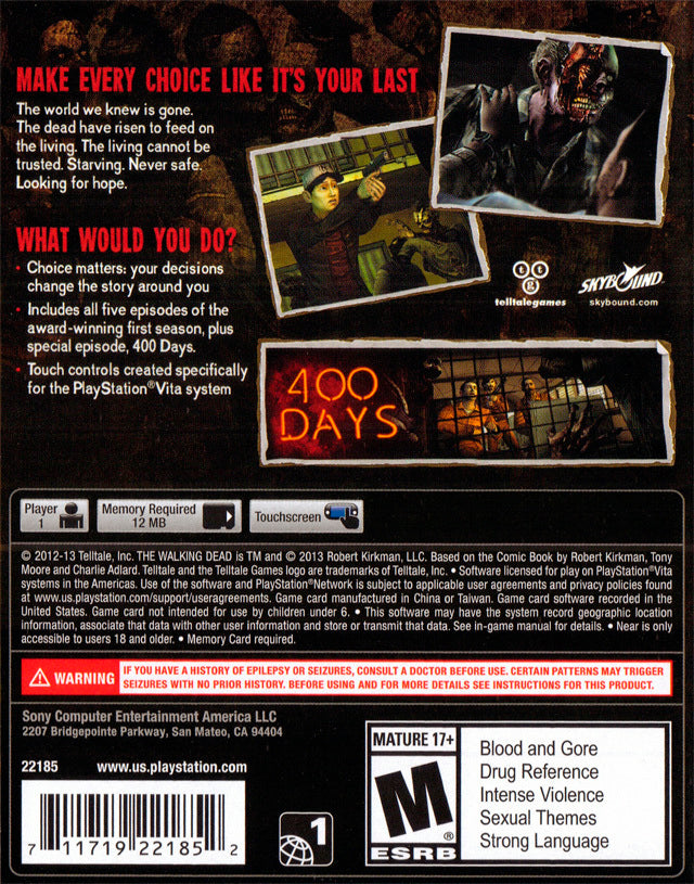 The Walking Dead: A Telltale Games Series PSV - Video Game - Used - CaveGamers - Image 2