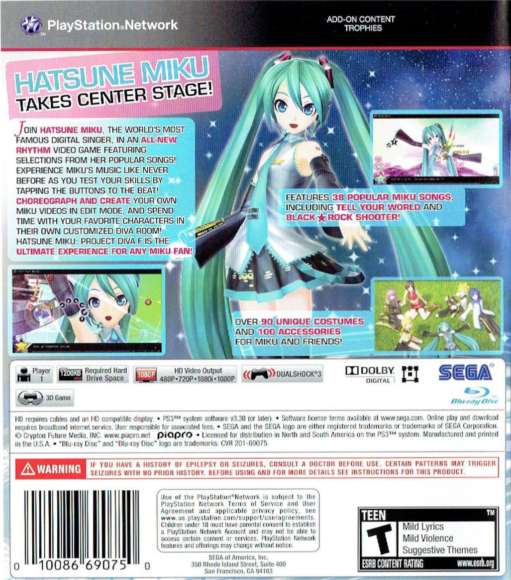 Hatsune Miku: Project DIVA F PS3 - Video Game - Used - CaveGamers - Image 2