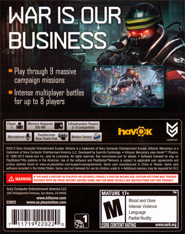 Killzone: Mercenary PSV - Video Game - Used - CaveGamers - Image 2
