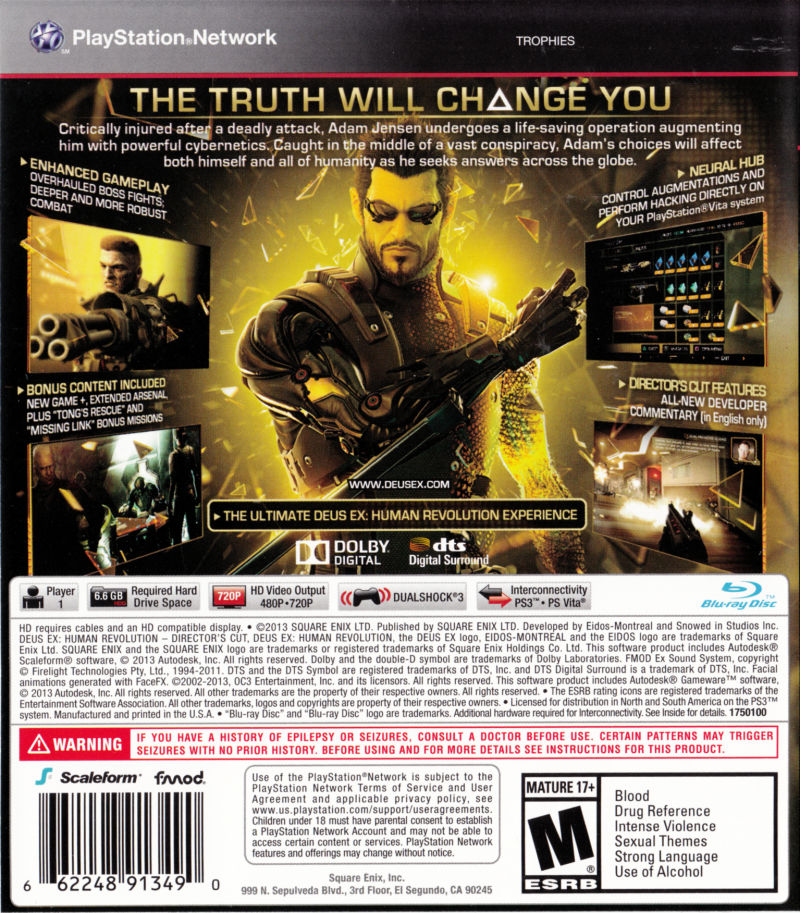 Deus Ex: Human Revolution [Director's Cut] PS3 - Video Game - Used - CaveGamers - Image 2