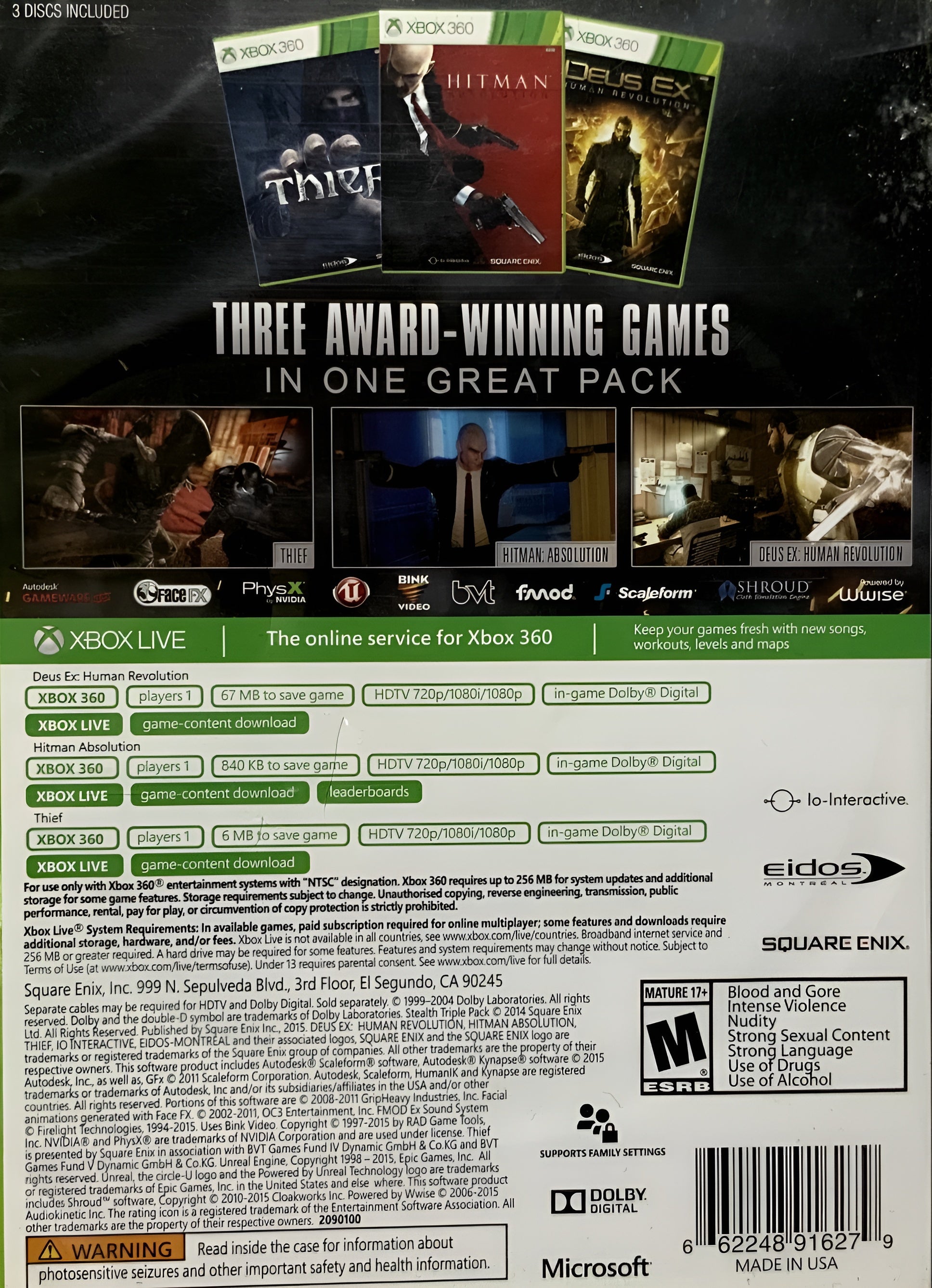 Ultimate Stealth Triple Pack Xbox 360 - Video Game - Used - CaveGamers - Image 2