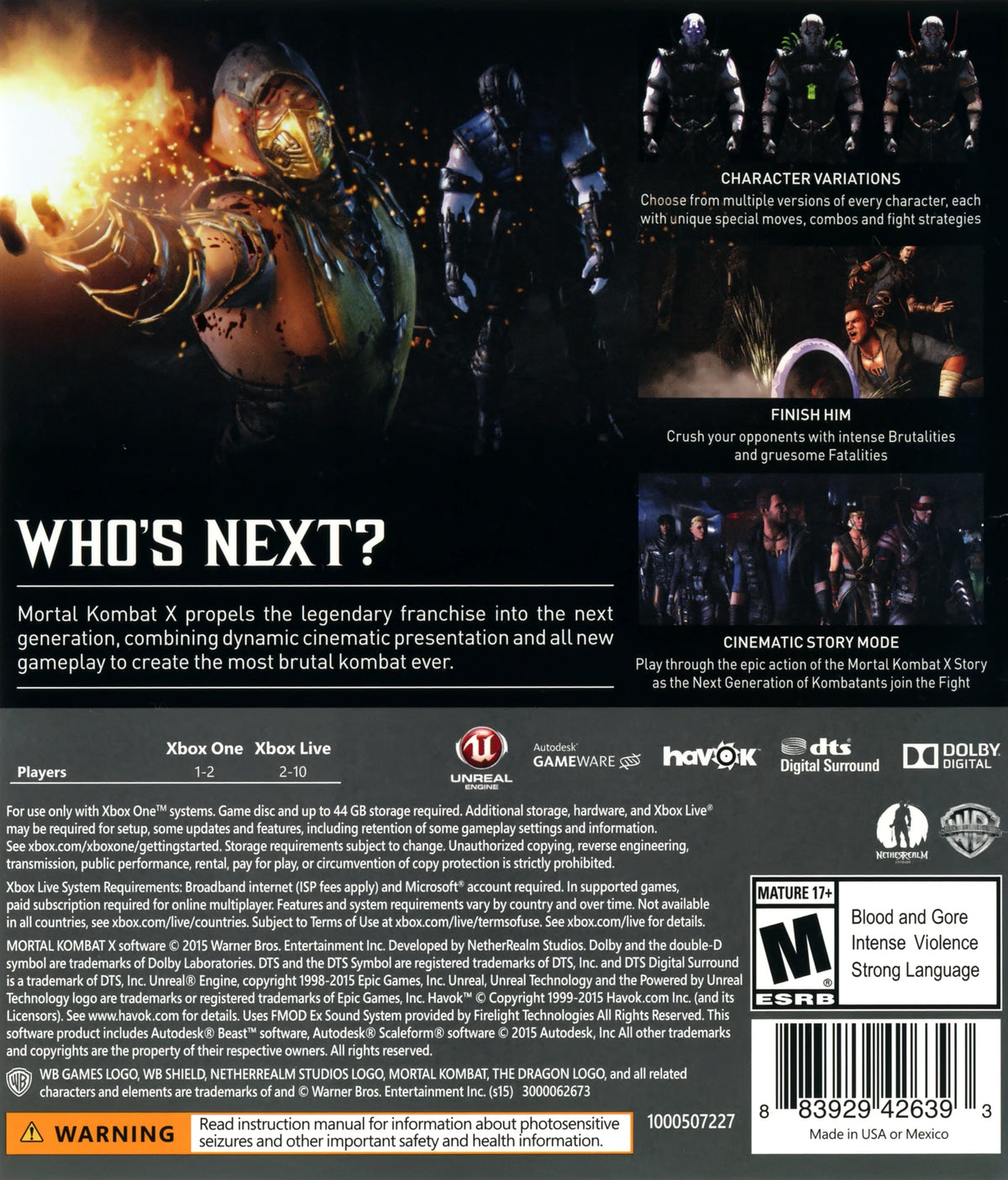 Mortal Kombat X Xbox One - Video Game - Used - CaveGamers - Image 2