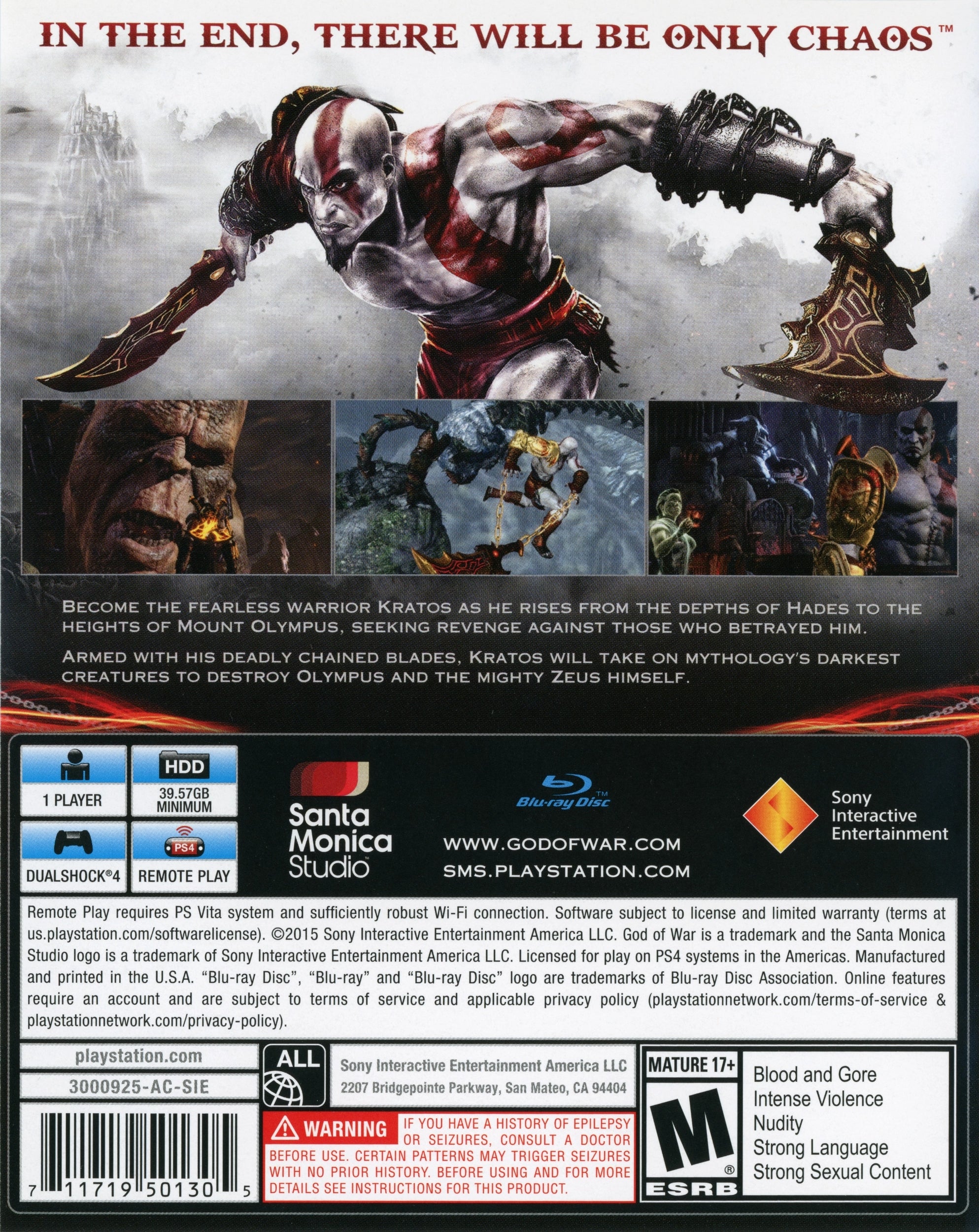 God of War III: Remastered PS4 - Video Game - Used - CaveGamers - Image 2