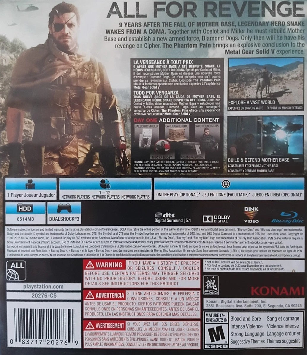 Metal Gear Solid V: The Phantom Pain PS3 - Video Game - Used - CaveGamers - Image 2