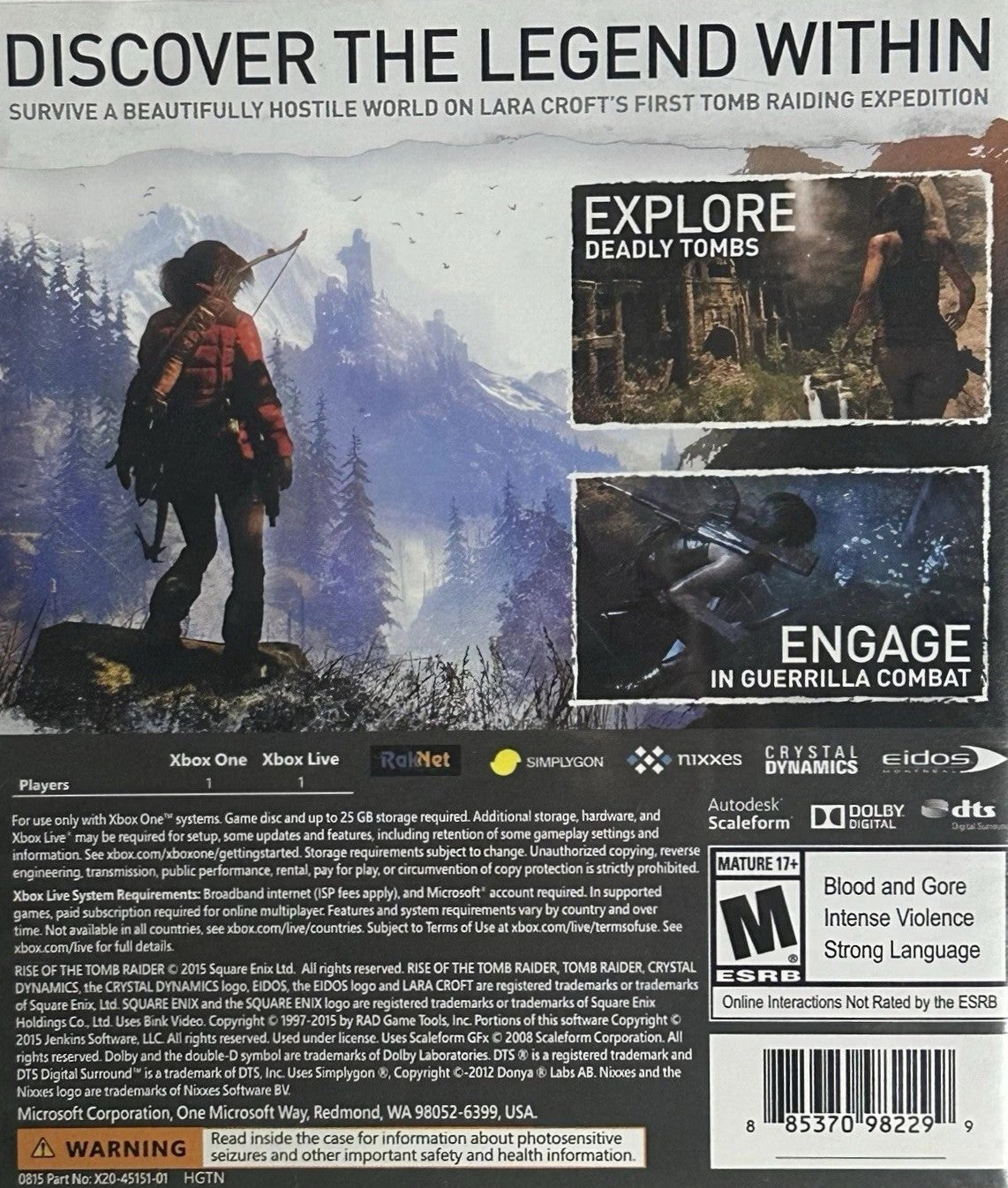 Rise of the Tomb Raider Xbox One - Video Game - Used - CaveGamers - Image 2