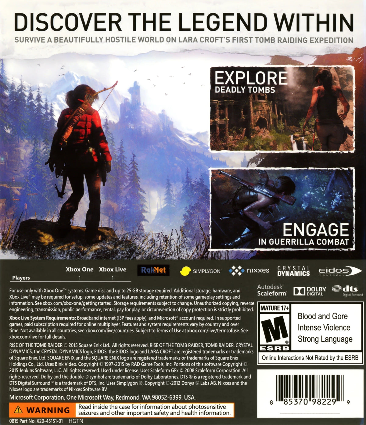 Rise of the Tomb Raider Xbox One - Video Game - Used - CaveGamers - Image 2
